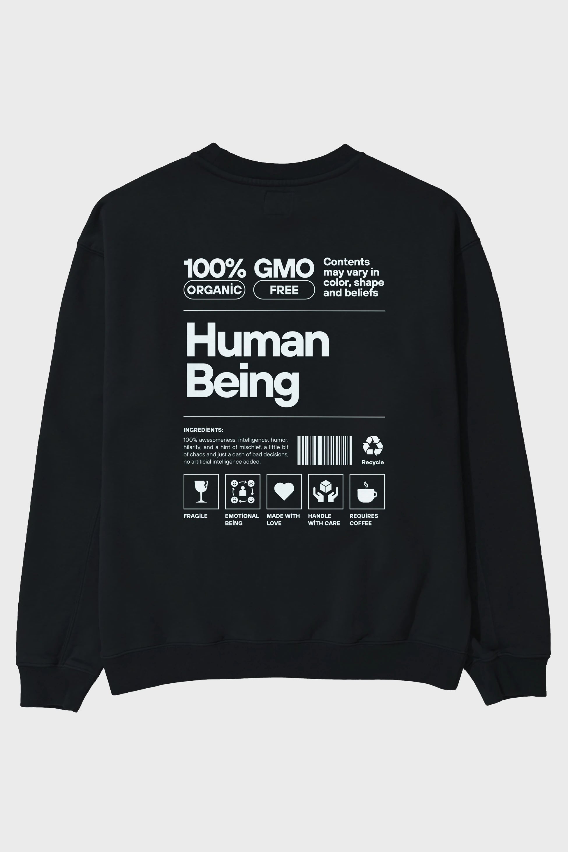 Human Being Arka Baskılı Oversize Sweatshirt Erkek Kadın Unisex