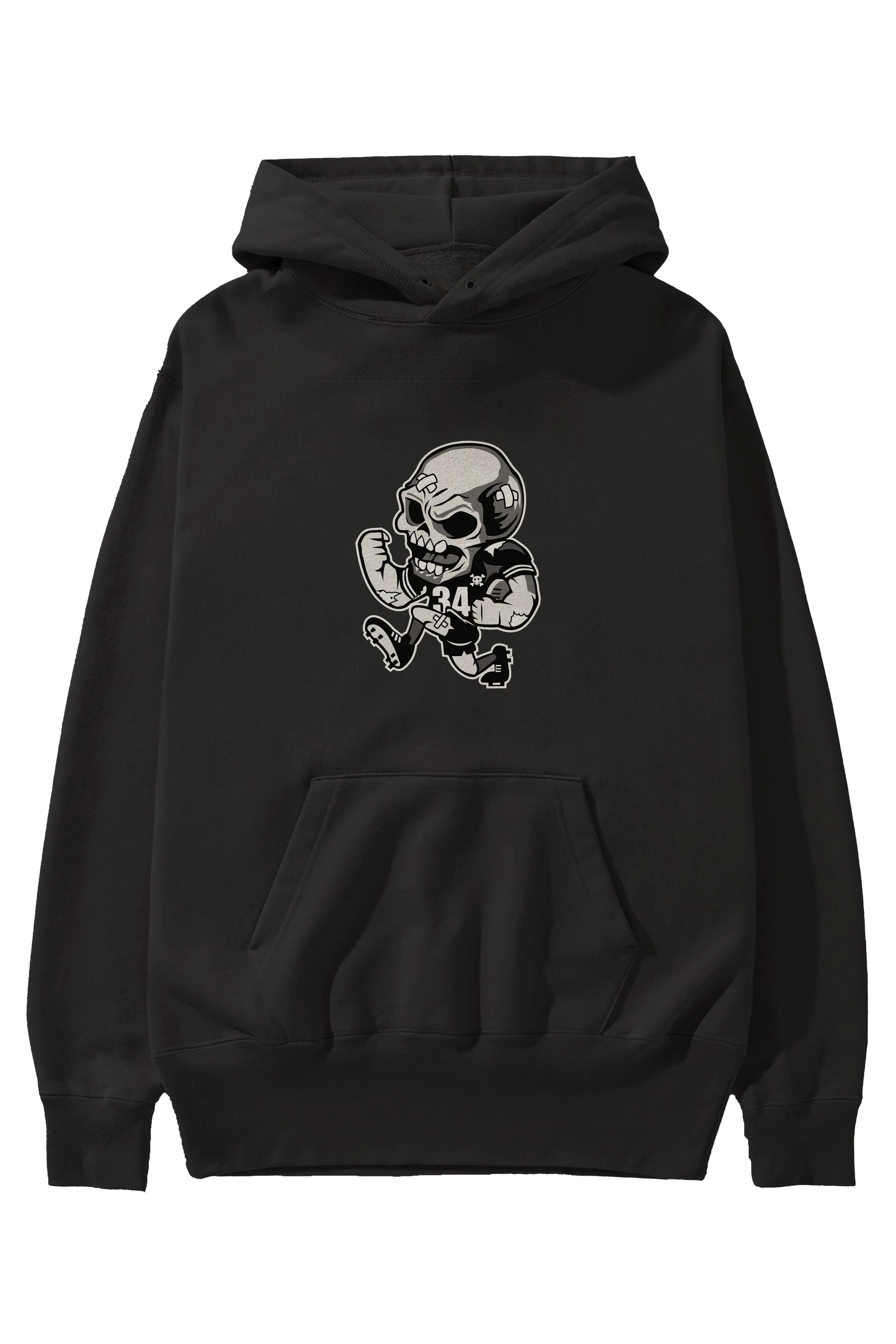 Skull Football Ön Baskılı Hoodie Oversize Kapüşonlu Sweatshirt Erkek Kadın Unisex