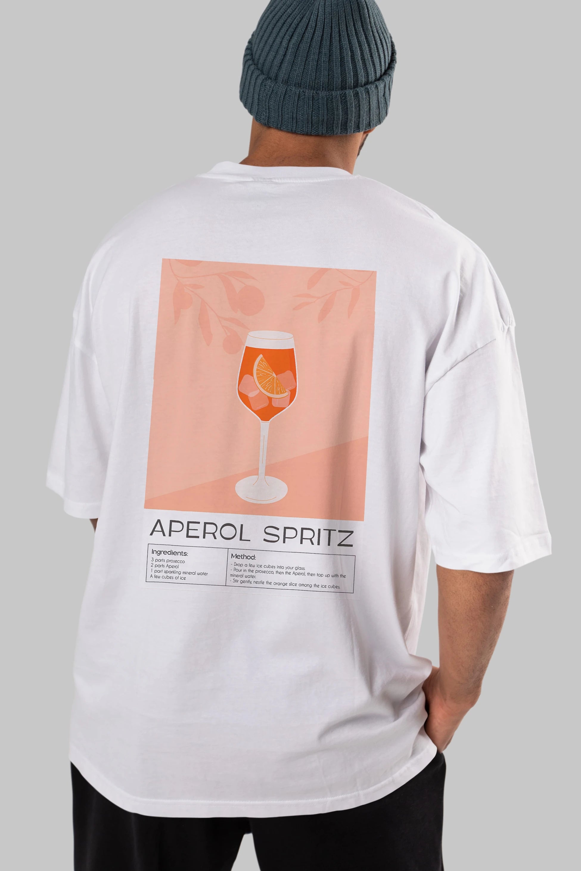 Aperol Spritz 7 Arka Baskılı Oversize t-shirt Erkek Kadın Unisex %100 Pamuk Bisiklet Yaka tişort