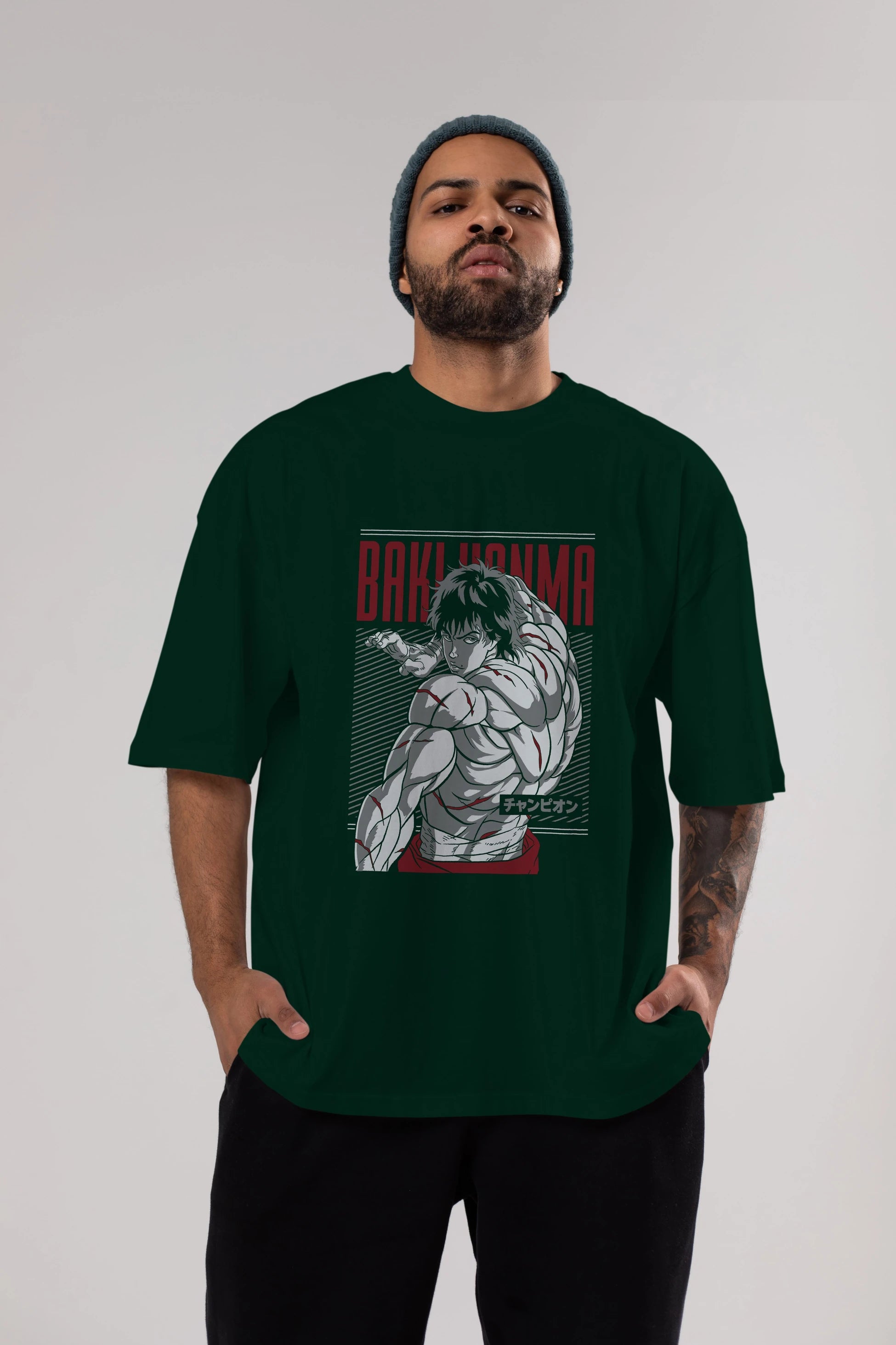 BAKI HANMA Anime Ön Baskılı Oversize t-shirt %100 pamuk Erkek Kadın Unisex