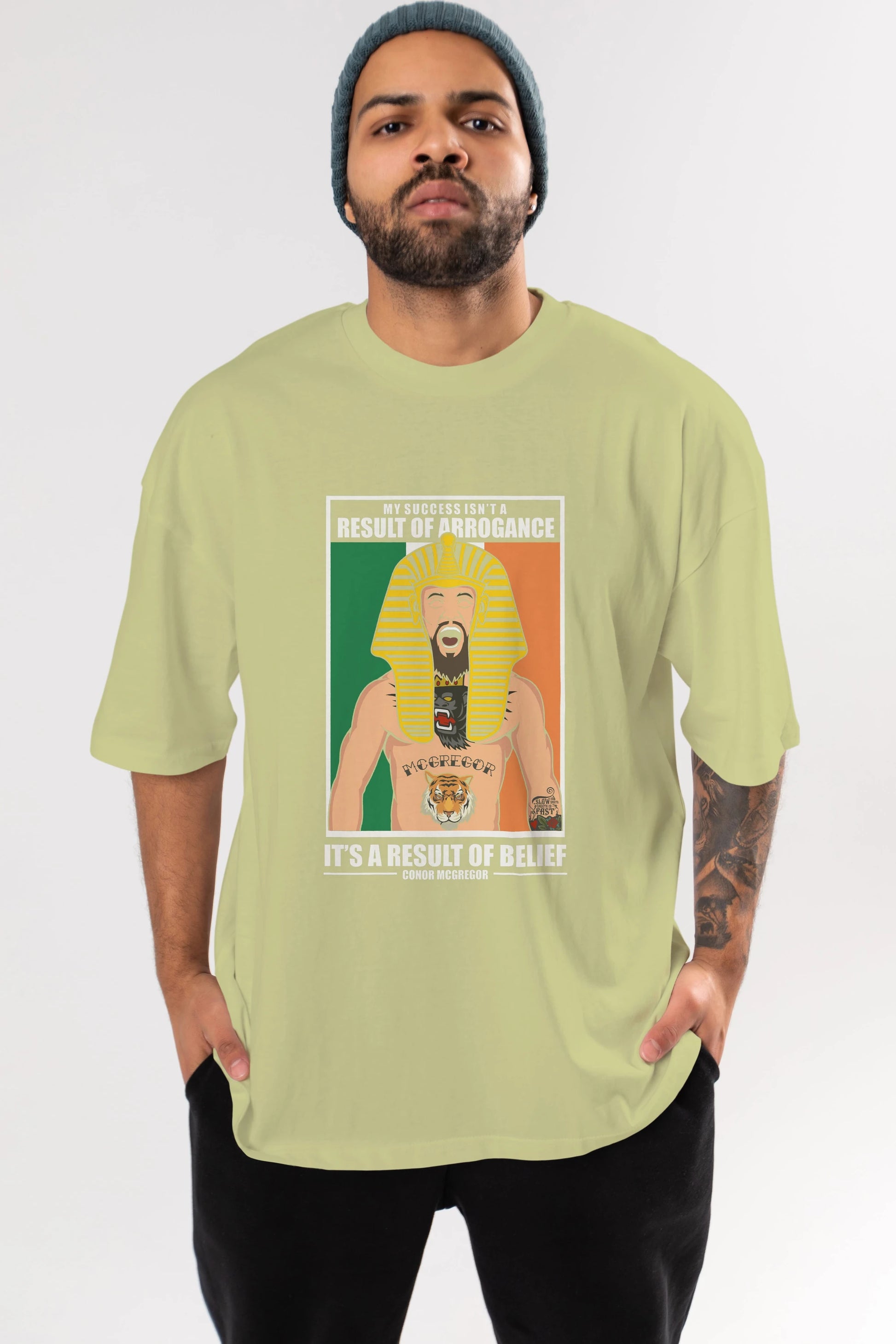 McGregor Pharaoh Ön Baskılı Oversize t-shirt Erkek Kadın Unisex %100 Pamuk tişort
