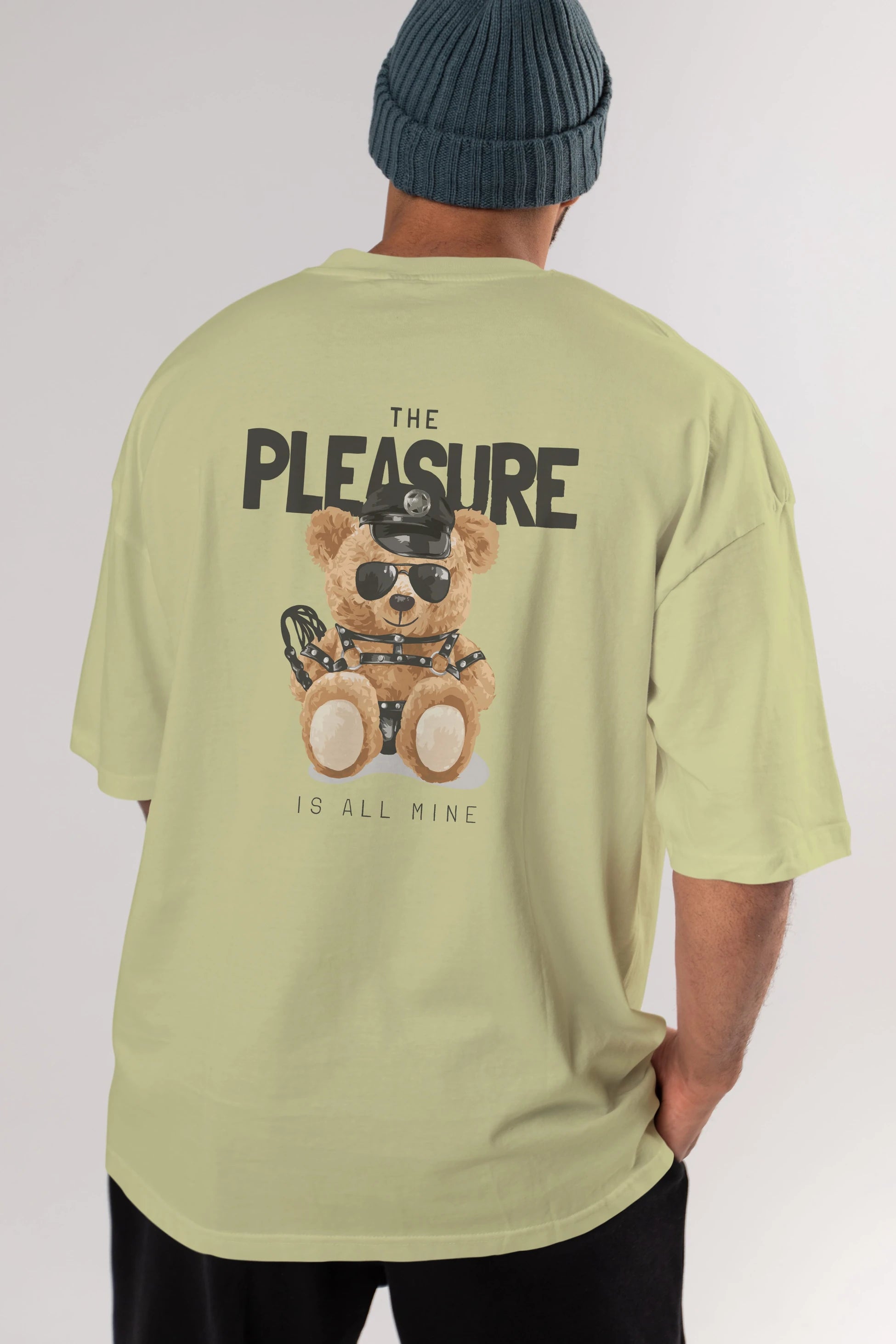 Teddy Bear The Pleasure Arka Baskılı Oversize t-shirt Erkek Kadın Unisex %100 Pamuk