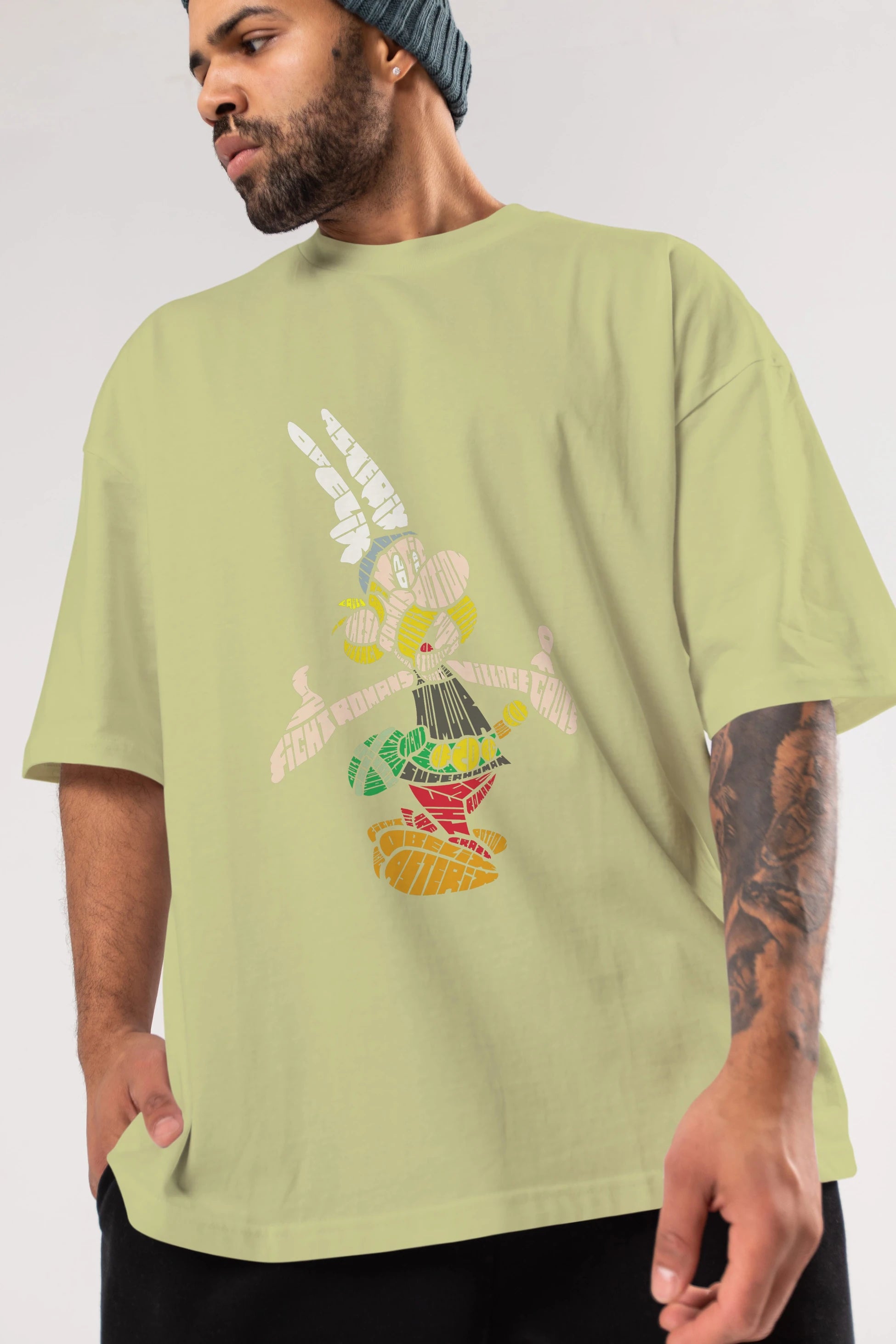 Asterix Ön Baskılı Oversize t-shirt %100 pamuk Erkek Kadın Unisex