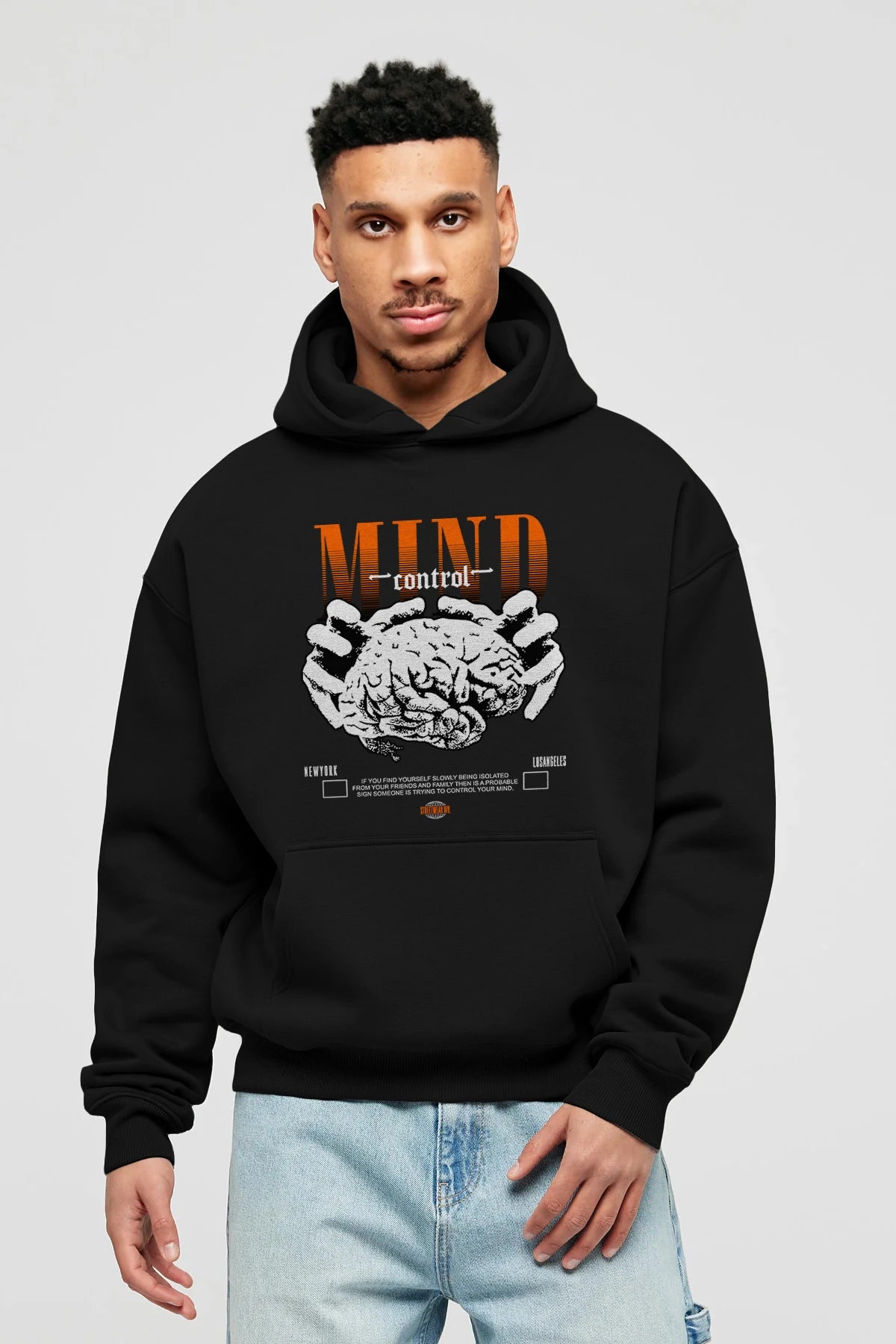 Mind Control Ön Baskılı Hoodie Oversize Kapüşonlu Sweatshirt Erkek Kadın Unisex