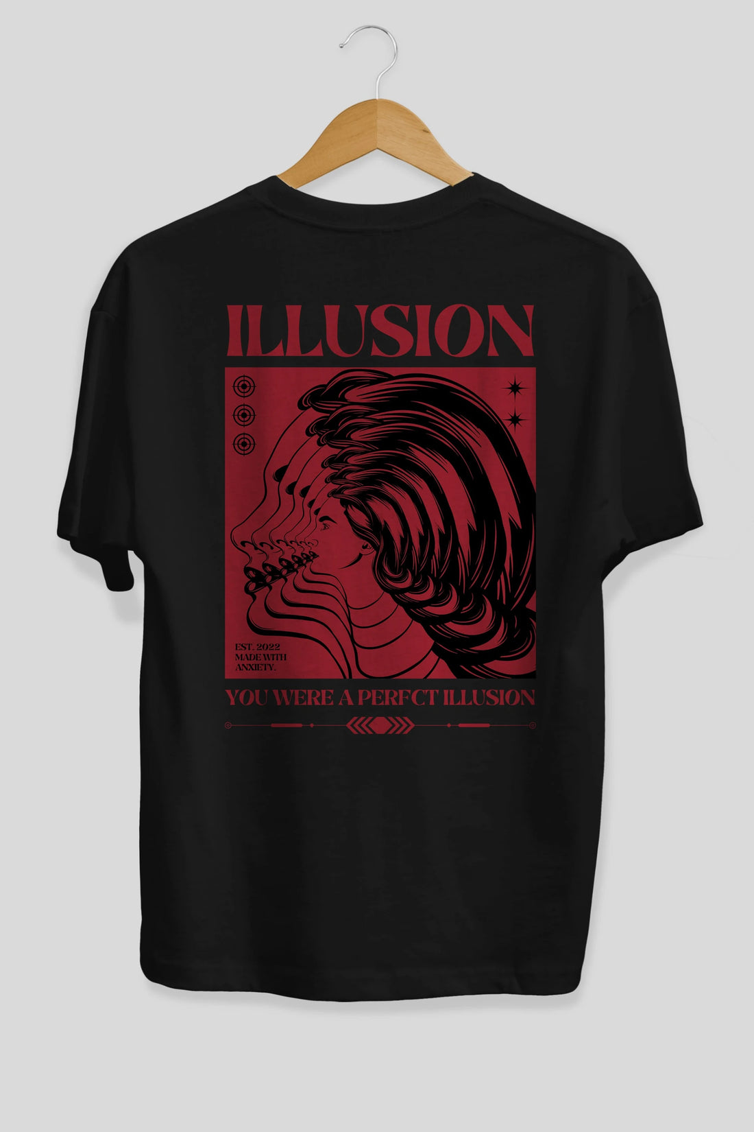 Illusion Streetwear Arka Baskılı Oversize t-shirt Erkek Kadın Unisex