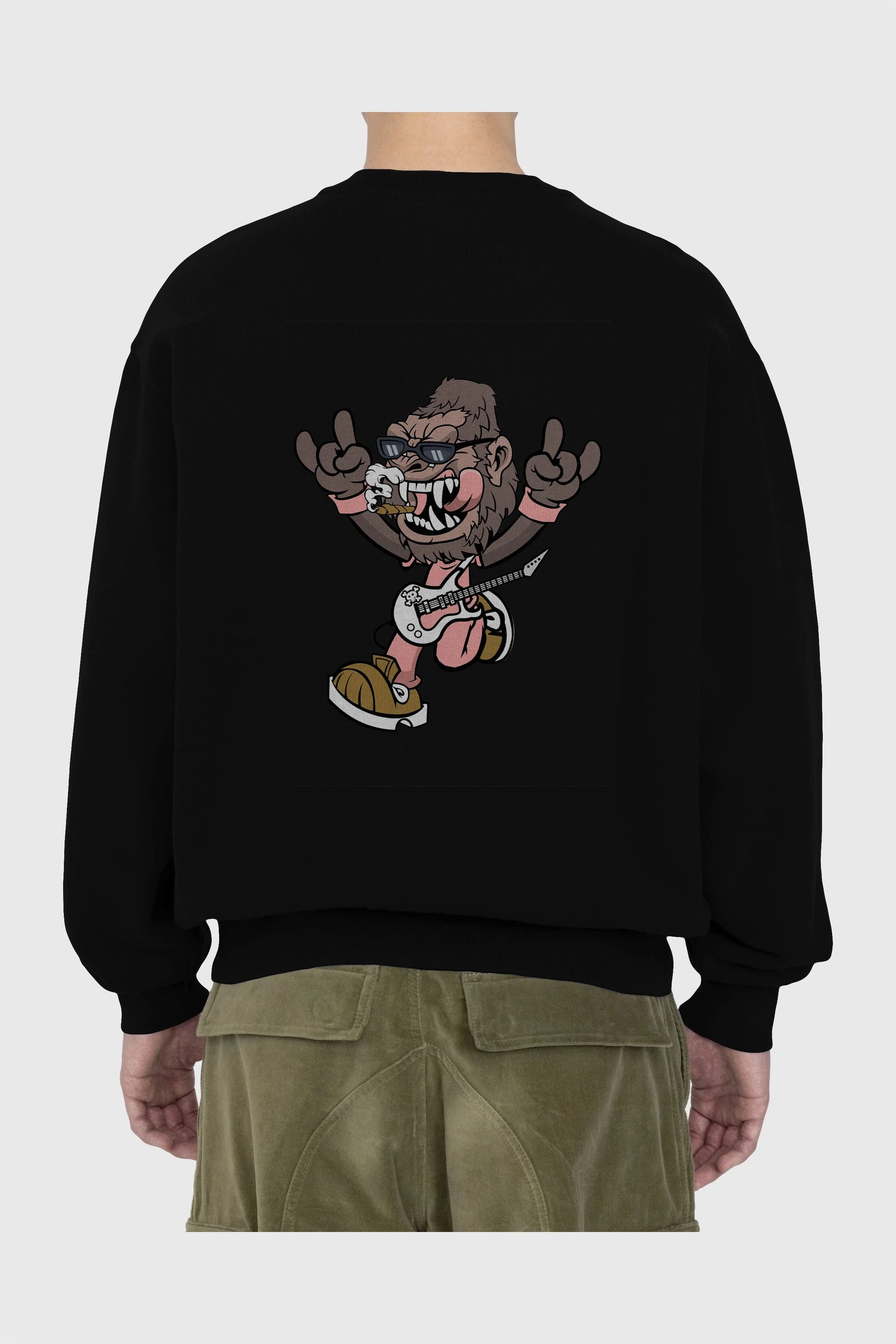 Gorilla Metal Arka Baskılı Oversize Sweatshirt Erkek Kadın Unisex