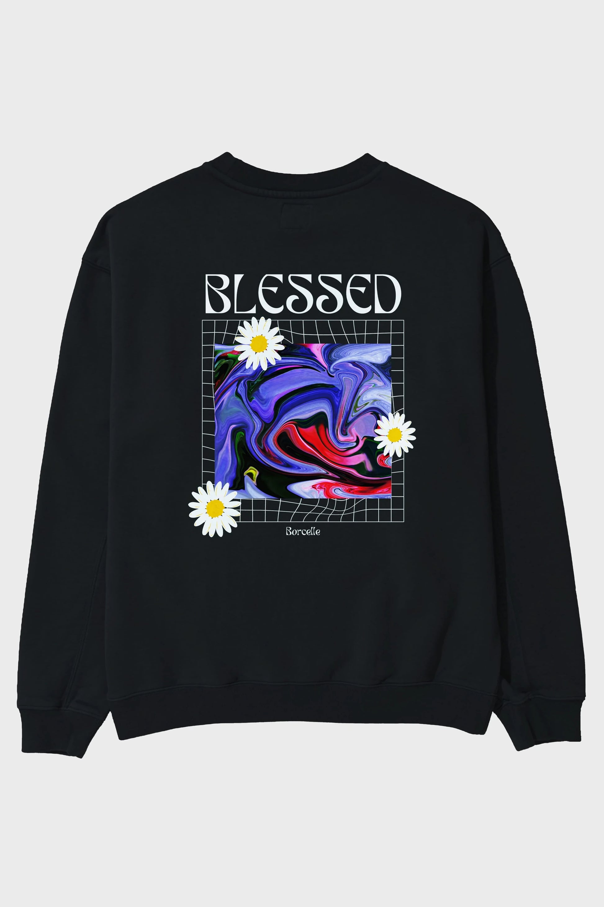 Blessed Arka Baskılı Oversize Sweatshirt Erkek Kadın Unisex