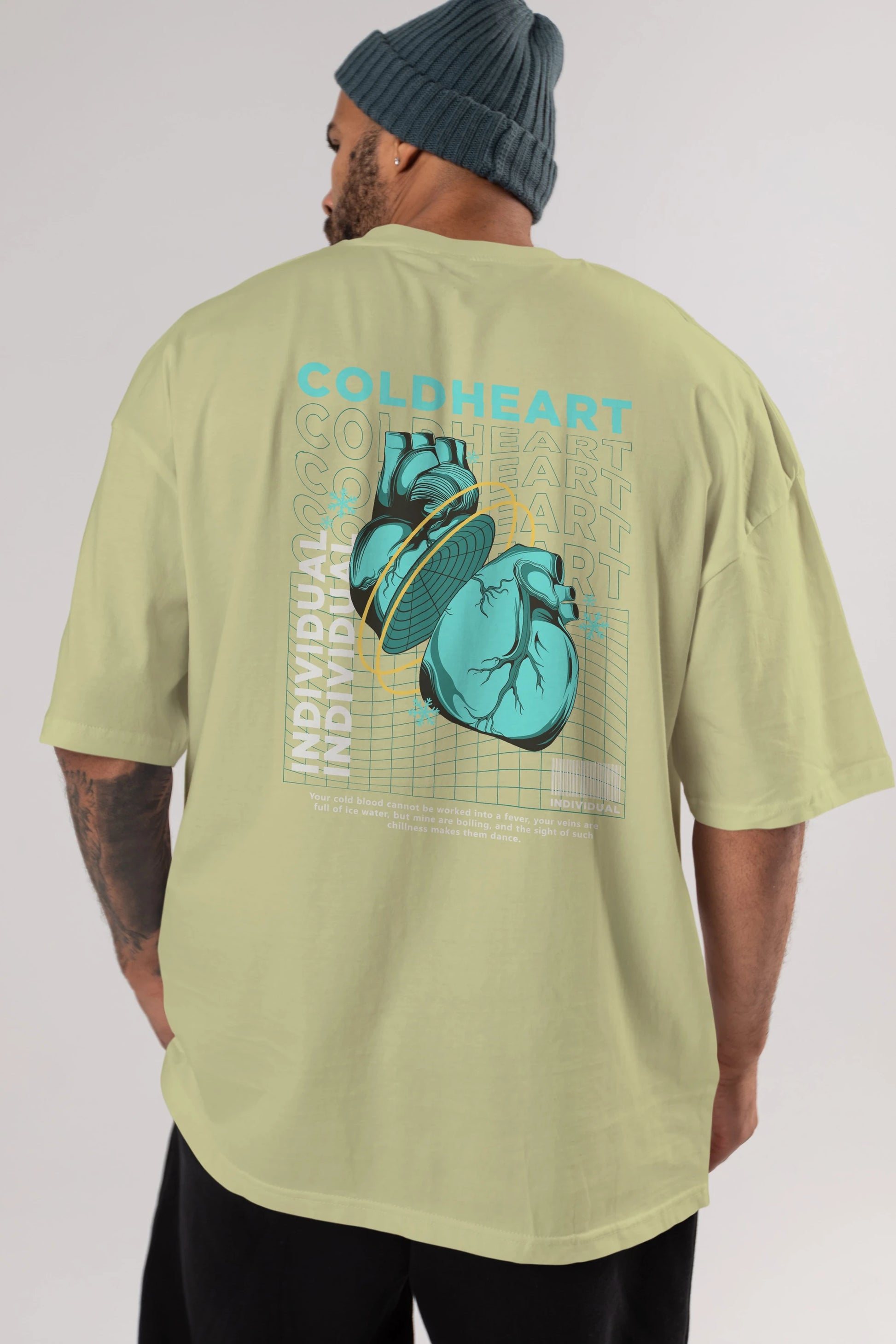 Cold Heart Arka Baskılı Oversize t-shirt Erkek Kadın Unisex
