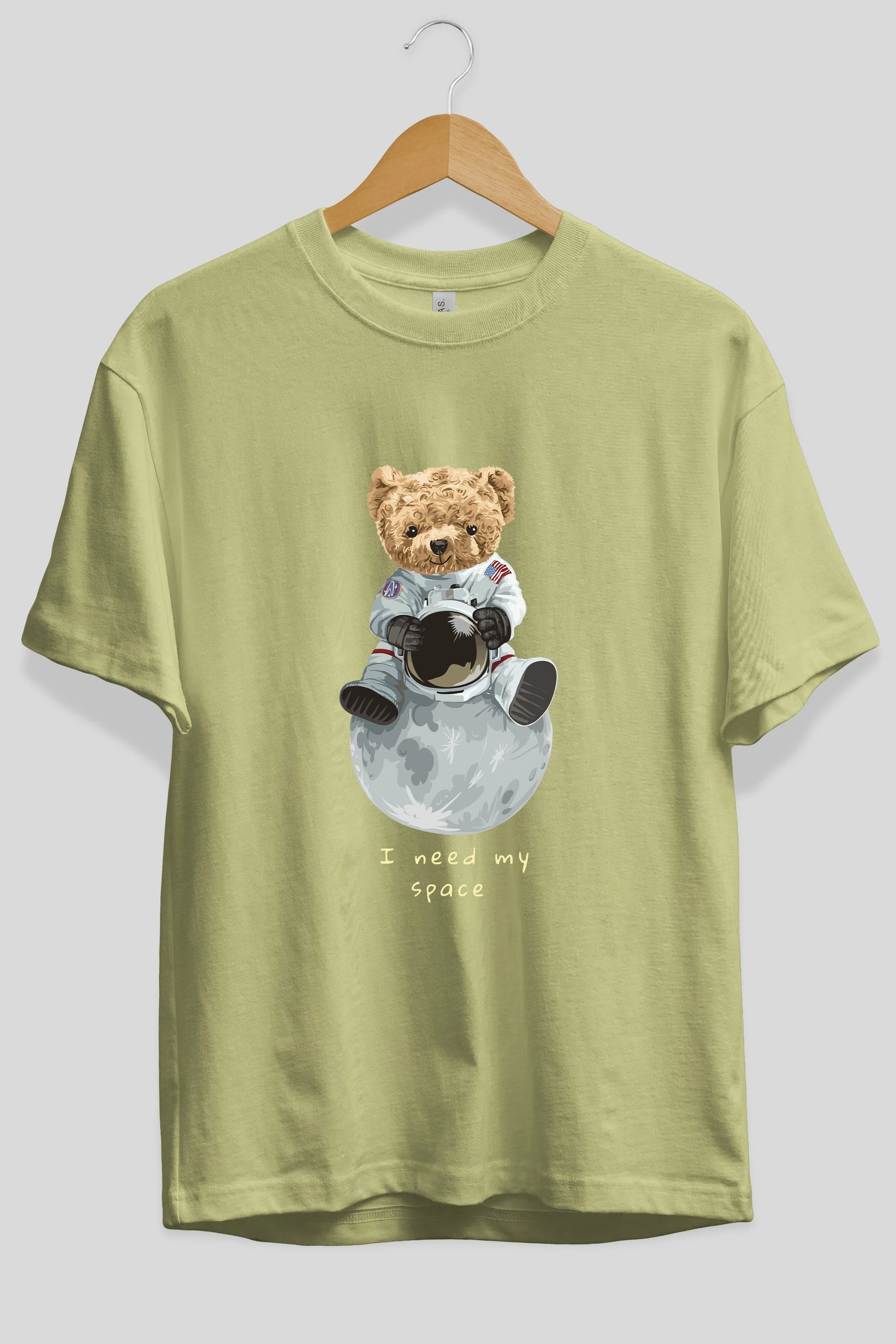 Teddy Bear I Need My Space Ön Baskılı Oversize t-shirt Erkek Kadın Unisex %100 Pamuk