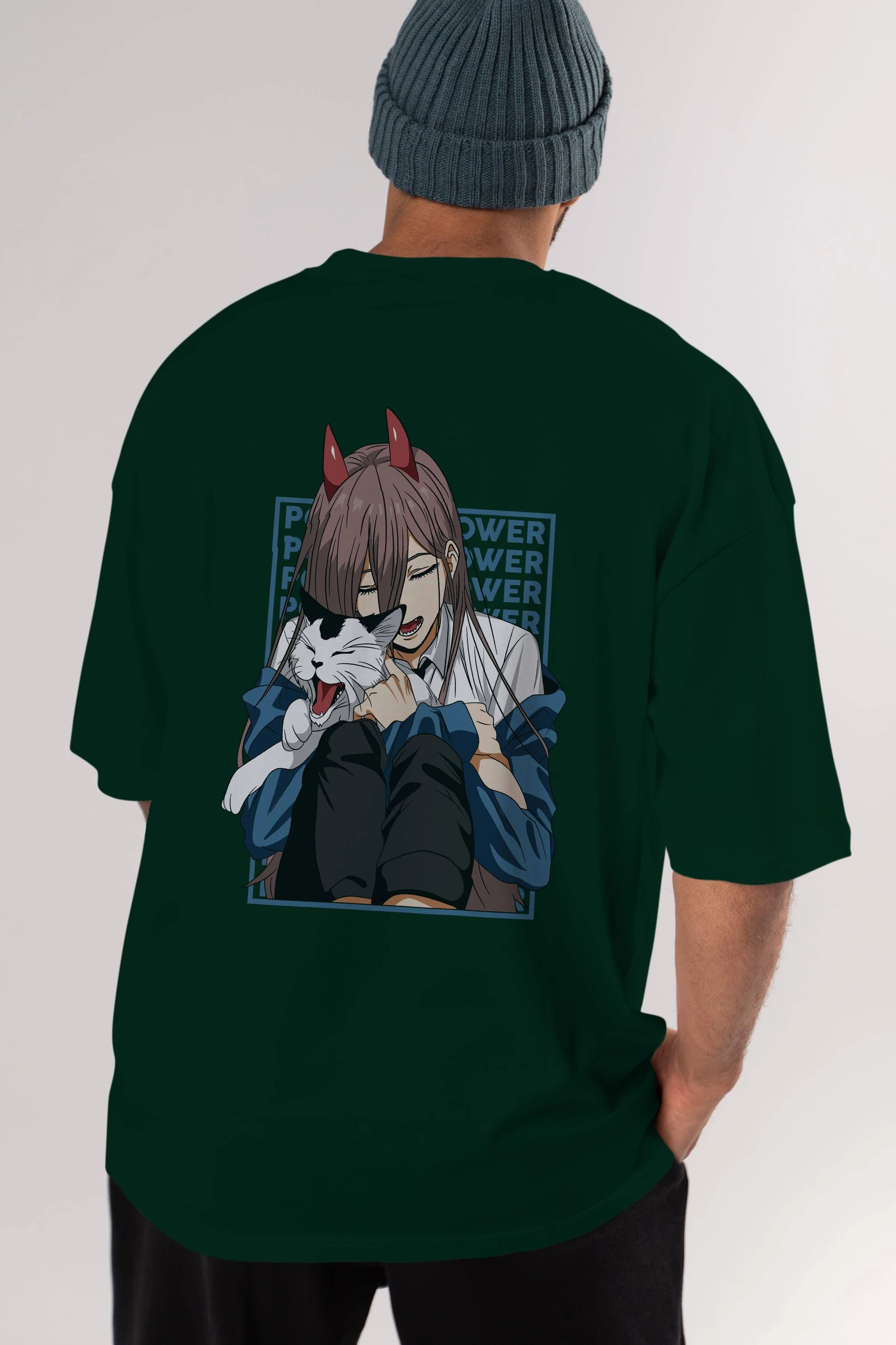 POWER CHAINSAWMAN Anime Arka Baskılı Oversize t-shirt Erkek Kadın Unisex
