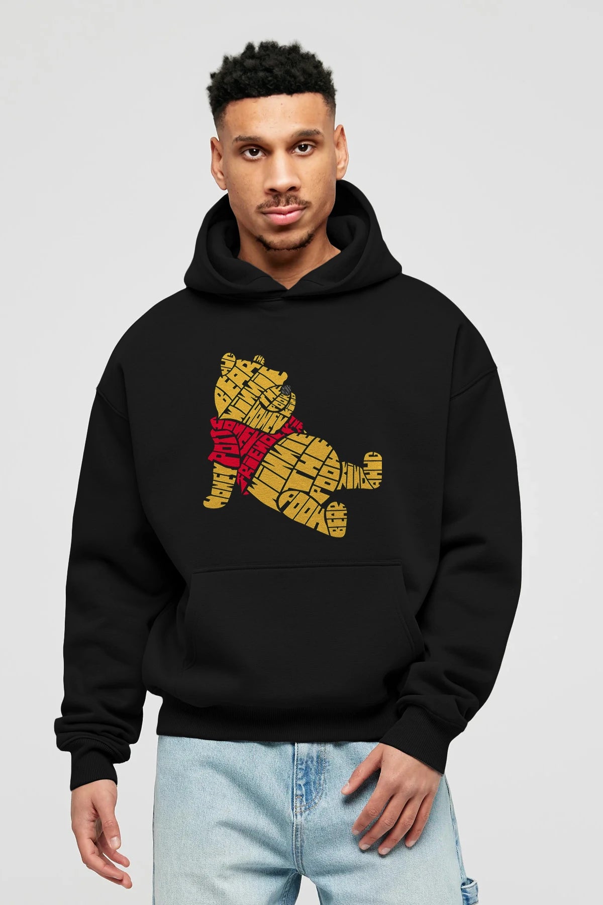 Winnie The Pooh Ön Baskılı Hoodie Oversize Kapüşonlu Sweatshirt Erkek Kadın Unisex