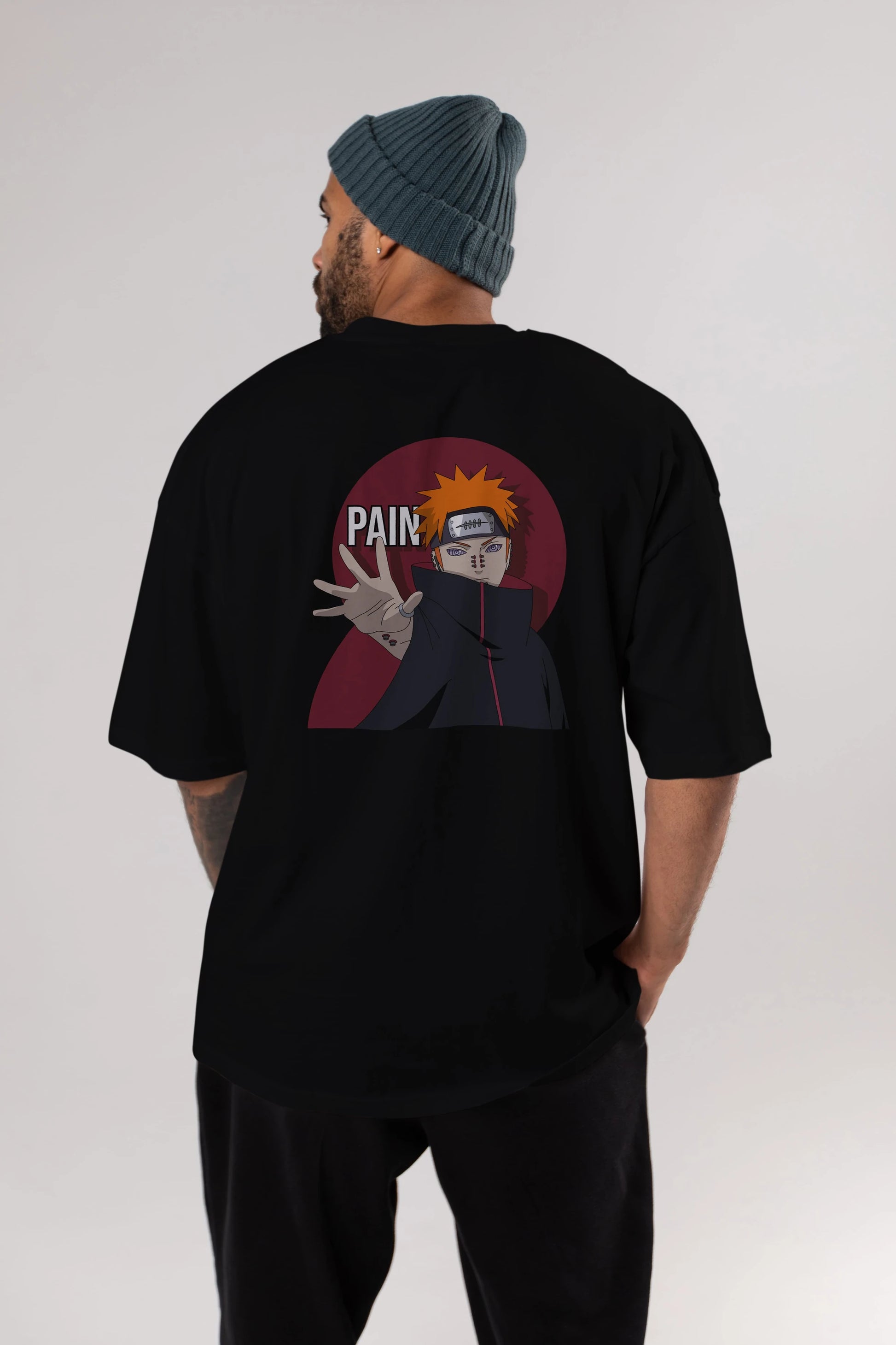 PAIN NARUTO Anime Arka Baskılı Oversize t-shirt Erkek Kadın Unisex