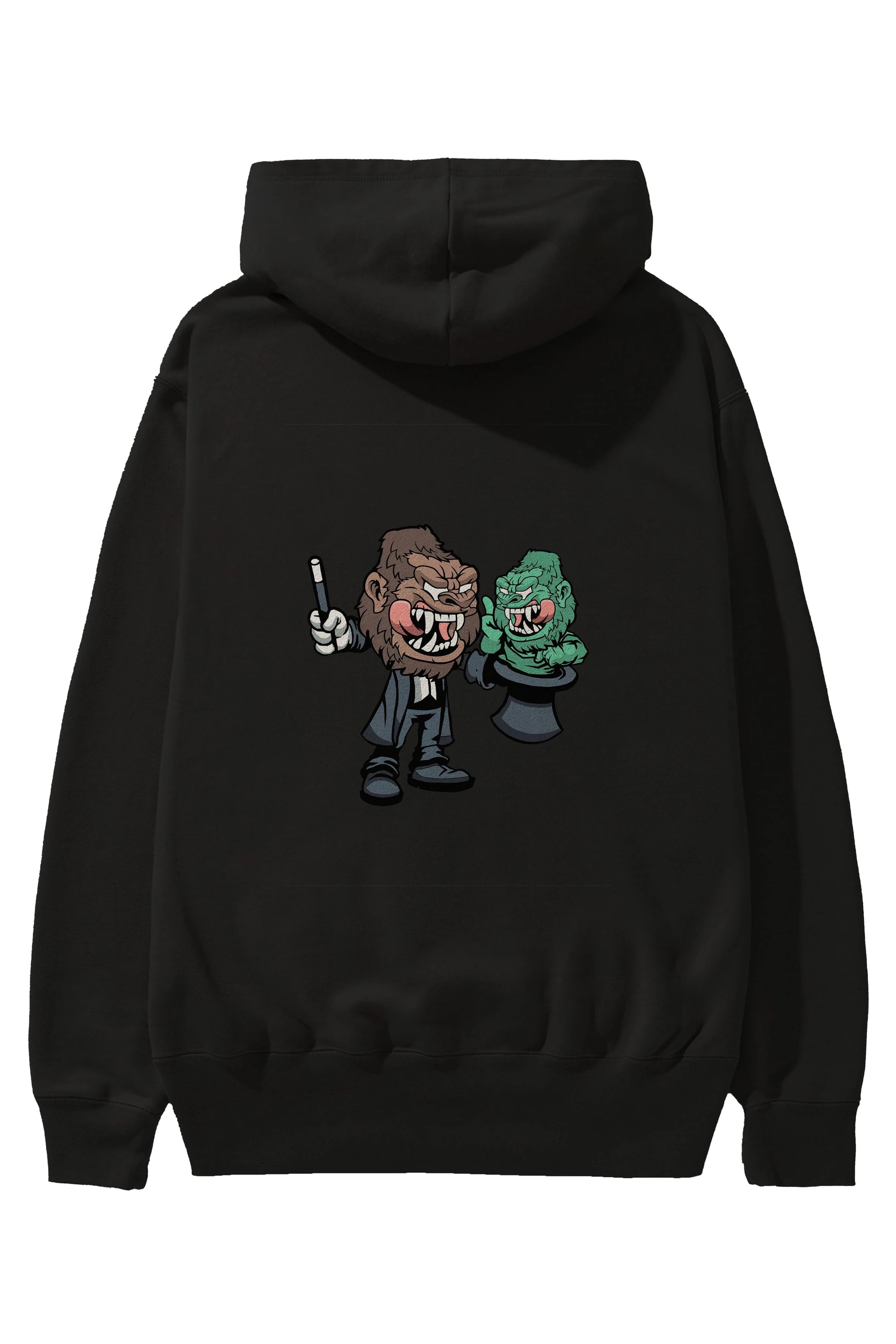 Gorilla Magician Arka Baskılı Hoodie Oversize Kapüşonlu Sweatshirt Erkek Kadın Unisex