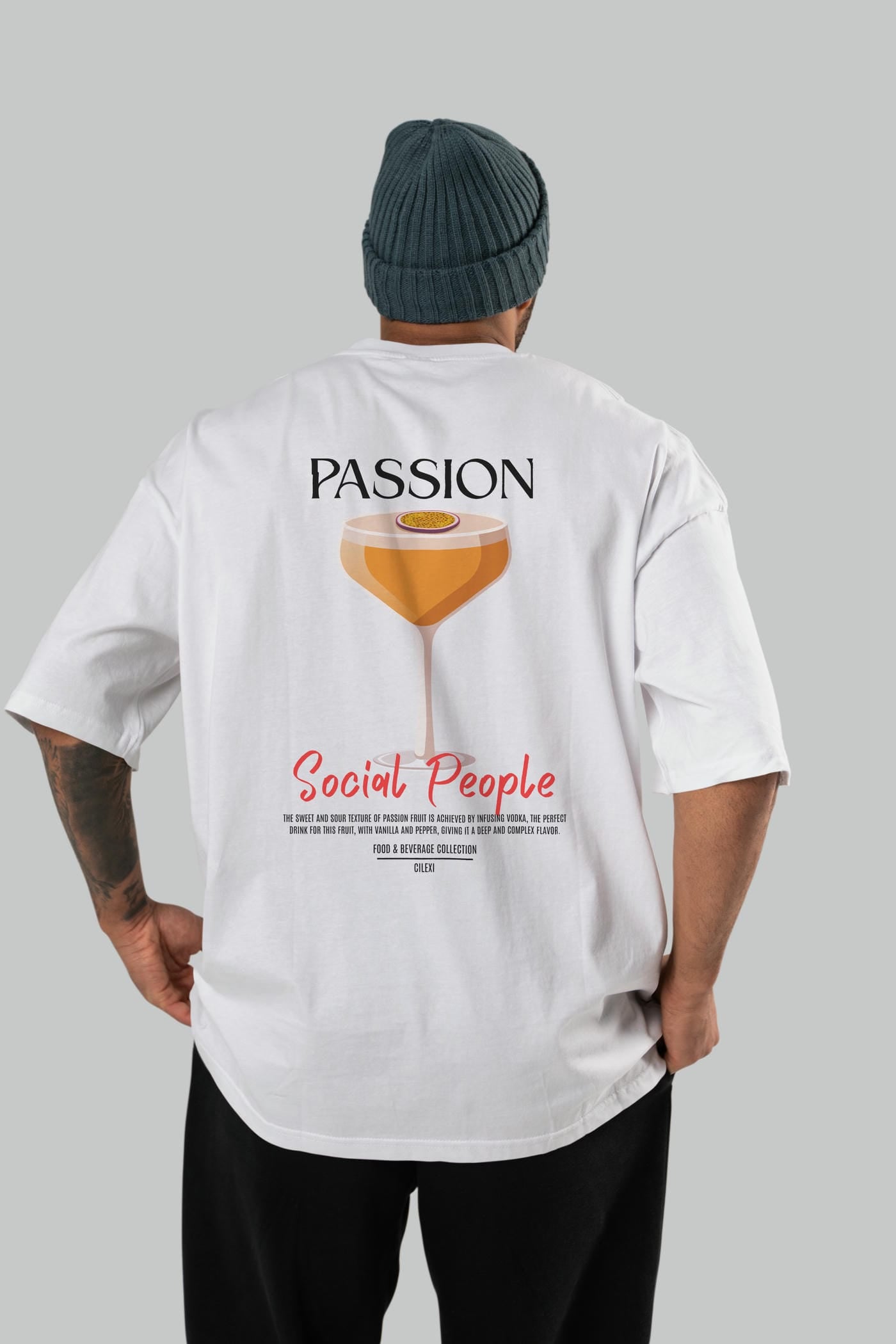 Passion Kokteyl Serisi Baskılı Oversize t-shirt Erkek Kadın Unisex %100 Pamuk Bisiklet Yaka tişort