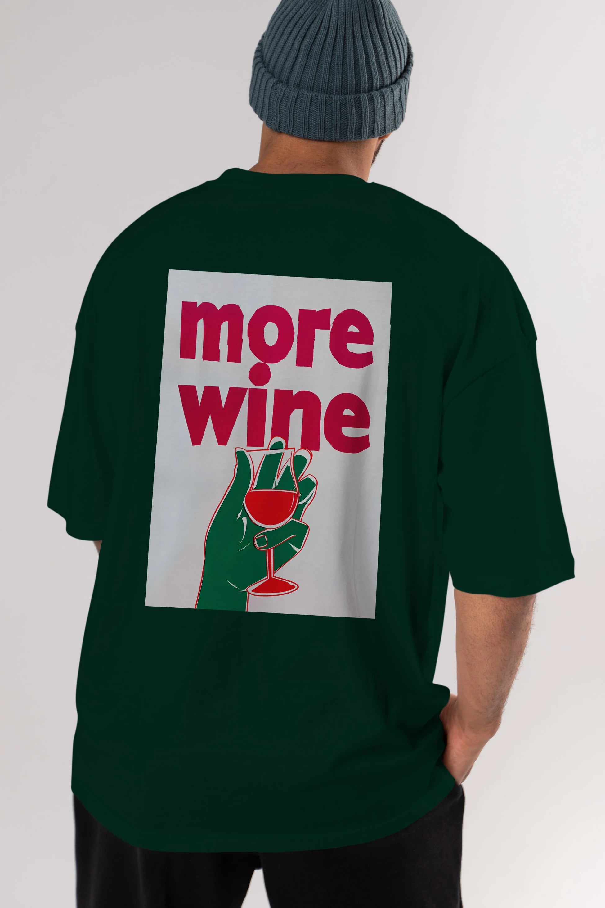 More Wine 3 Arka Baskılı Oversize t-shirt Erkek Kadın Unisex %100 Pamuk Bisiklet Yaka tişort