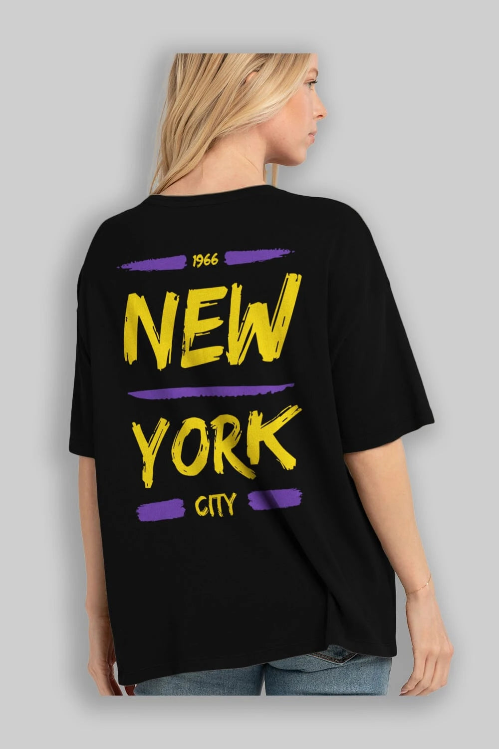 New York City 2 Arka Baskılı Oversize t-shirt Erkek Kadın Unisex