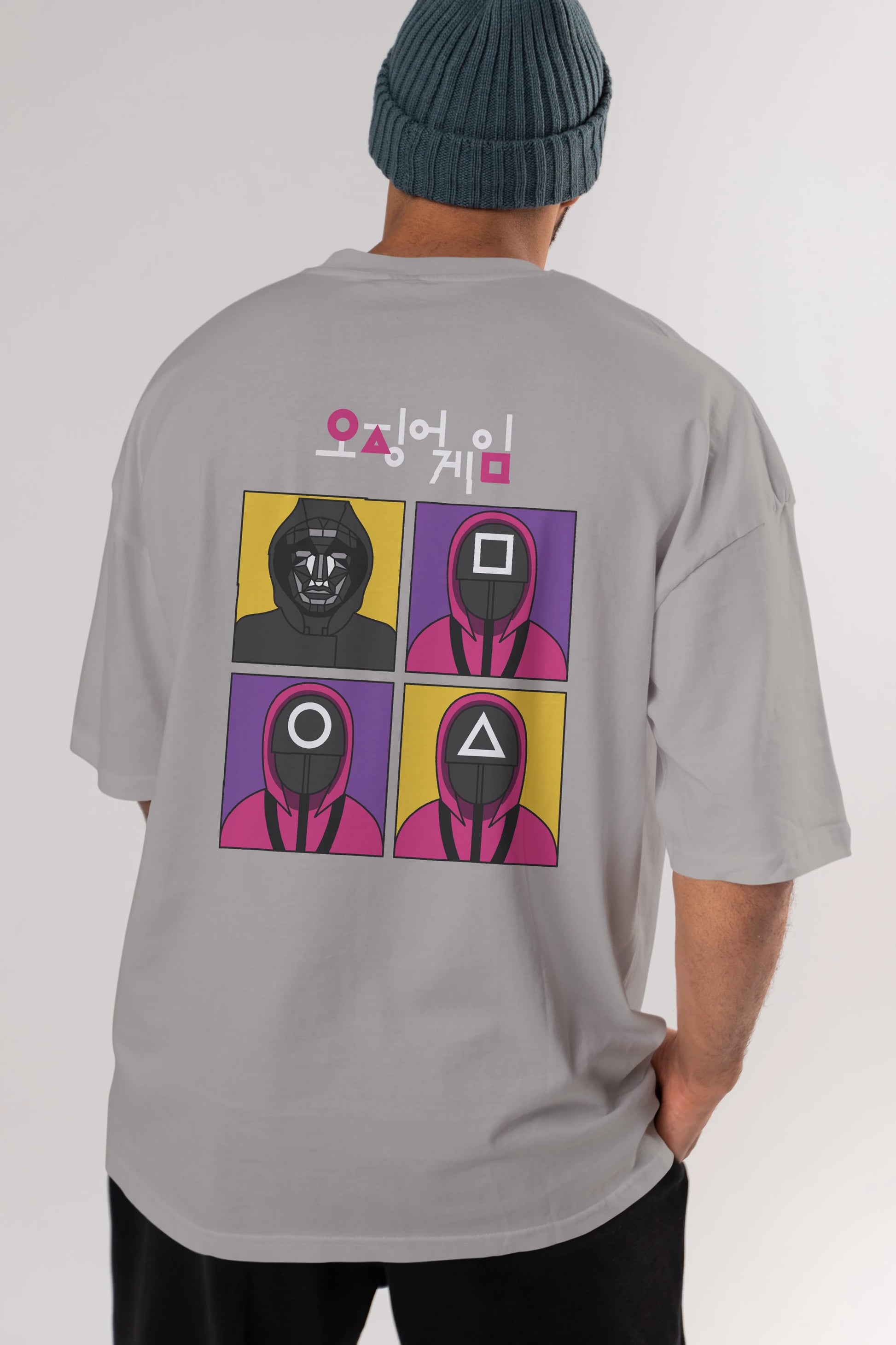 Squid Game (1) Arka Baskılı Oversize t-shirt Erkek Kadın Unisex %100 Pamuk Bisiklet Yaka tişort