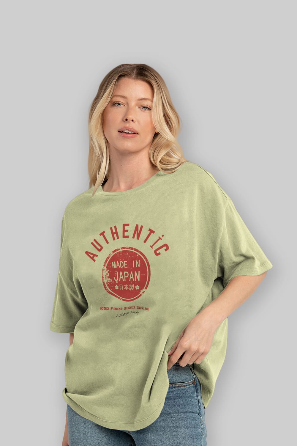 Authentic Japan Style Ön Baskılı Oversize t-shirt Erkek Kadın Unisex