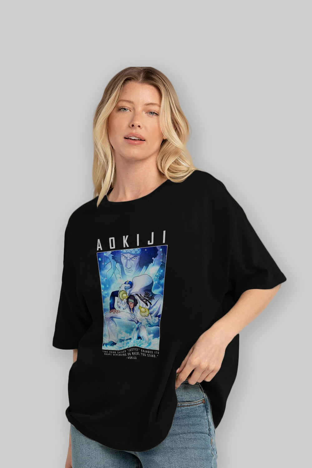 Kuzan Anime Ön Baskılı Oversize t-shirt Erkek Kadın Unisex