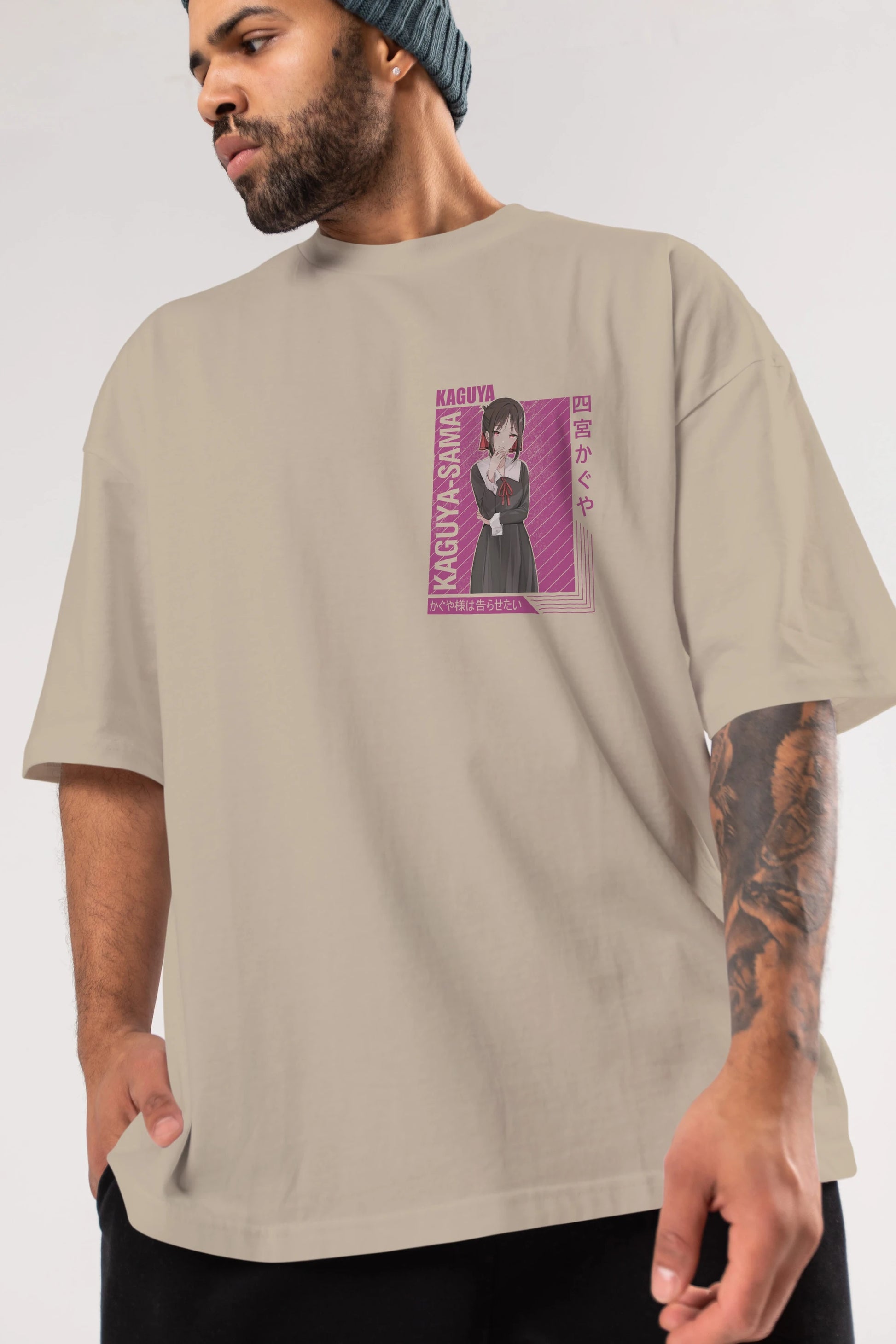 Kaguya Shinomiya 4 1 Ön Sol Baskılı Oversize t-shirt Erkek Kadın Unisex %100 Pamuk Bisiklet Yaka tişort
