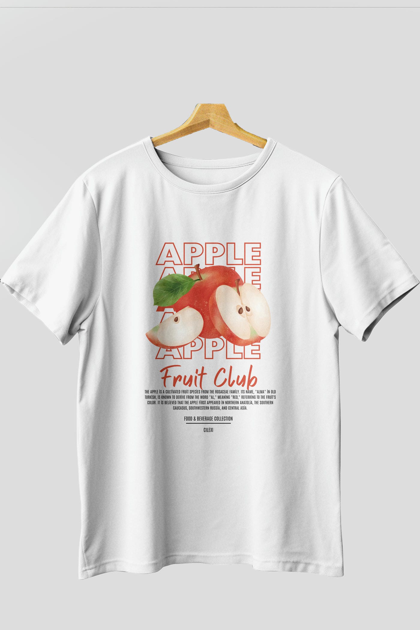 Apple Ön Baskılı Oversize t-shirt Erkek Kadın Pamuk Bisiklet Yaka tişort