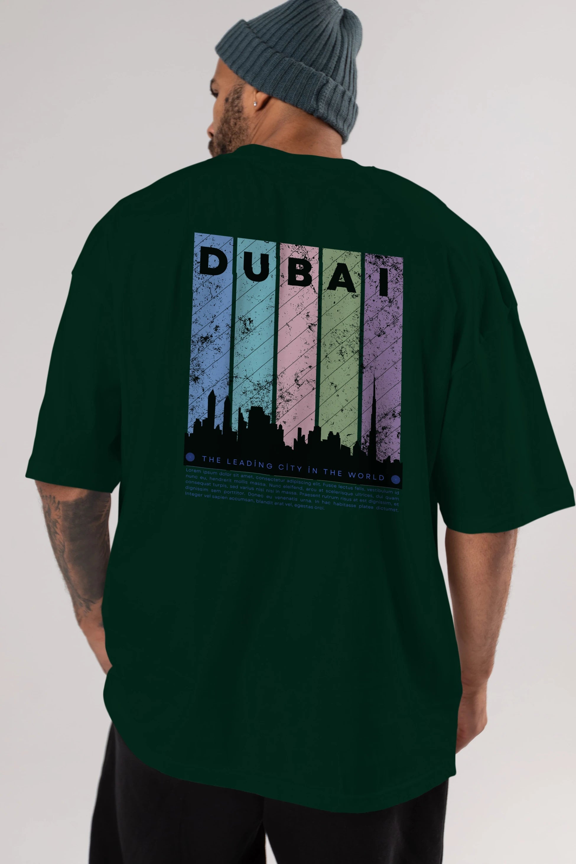 Dubai Yazılı Arka Baskılı Oversize t-shirt Erkek Kadın Unisex