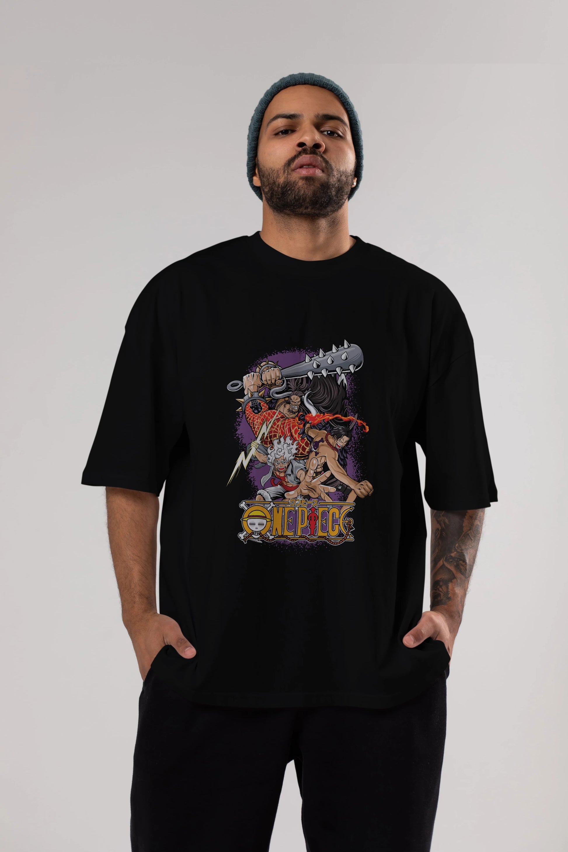ONE PIECE (6) Anime Ön Baskılı Oversize t-shirt %100 pamuk Erkek Kadın Unisex