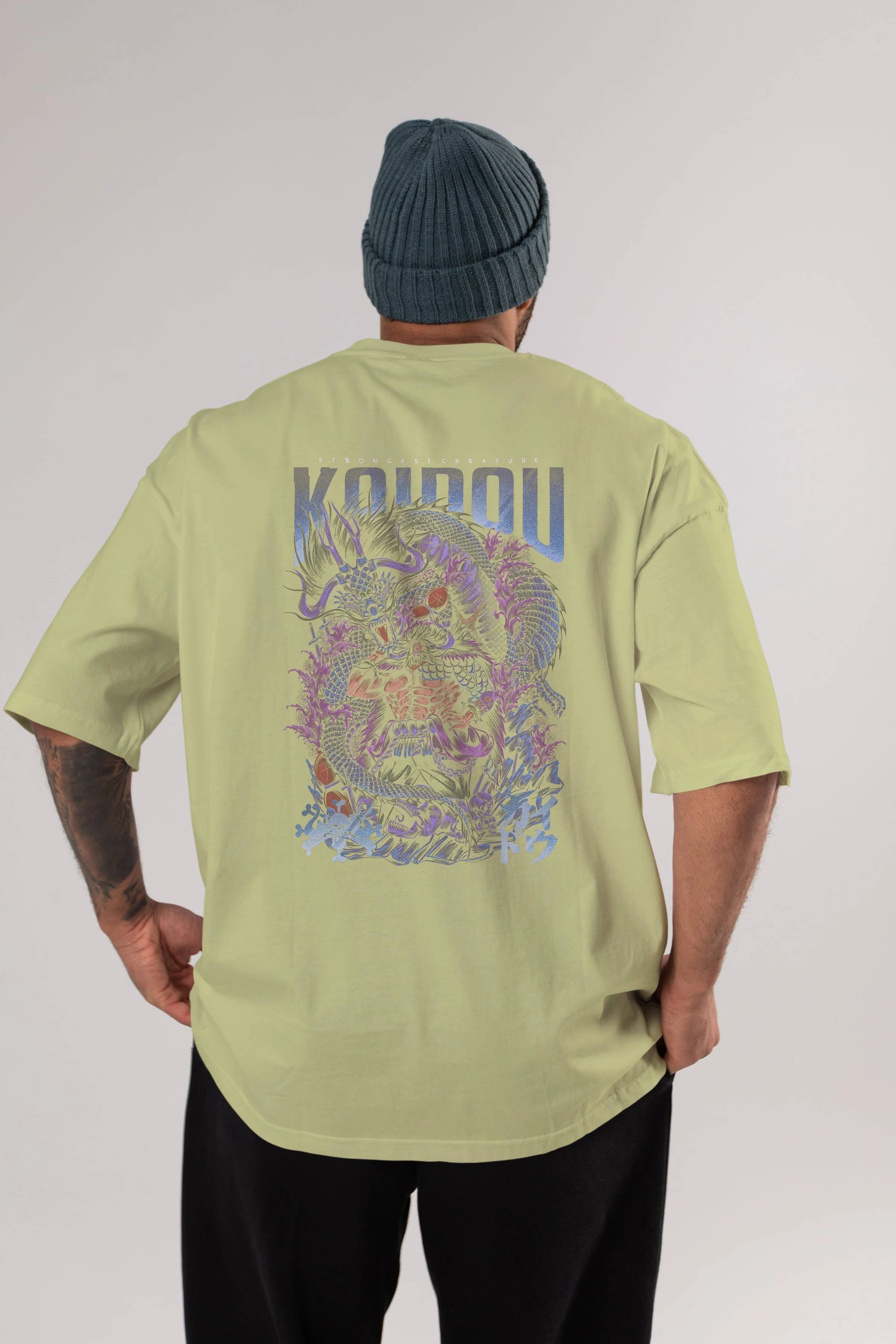 KAIDOU ONE PIECE Anime Arka Baskılı Oversize t-shirt Erkek Kadın Unisex