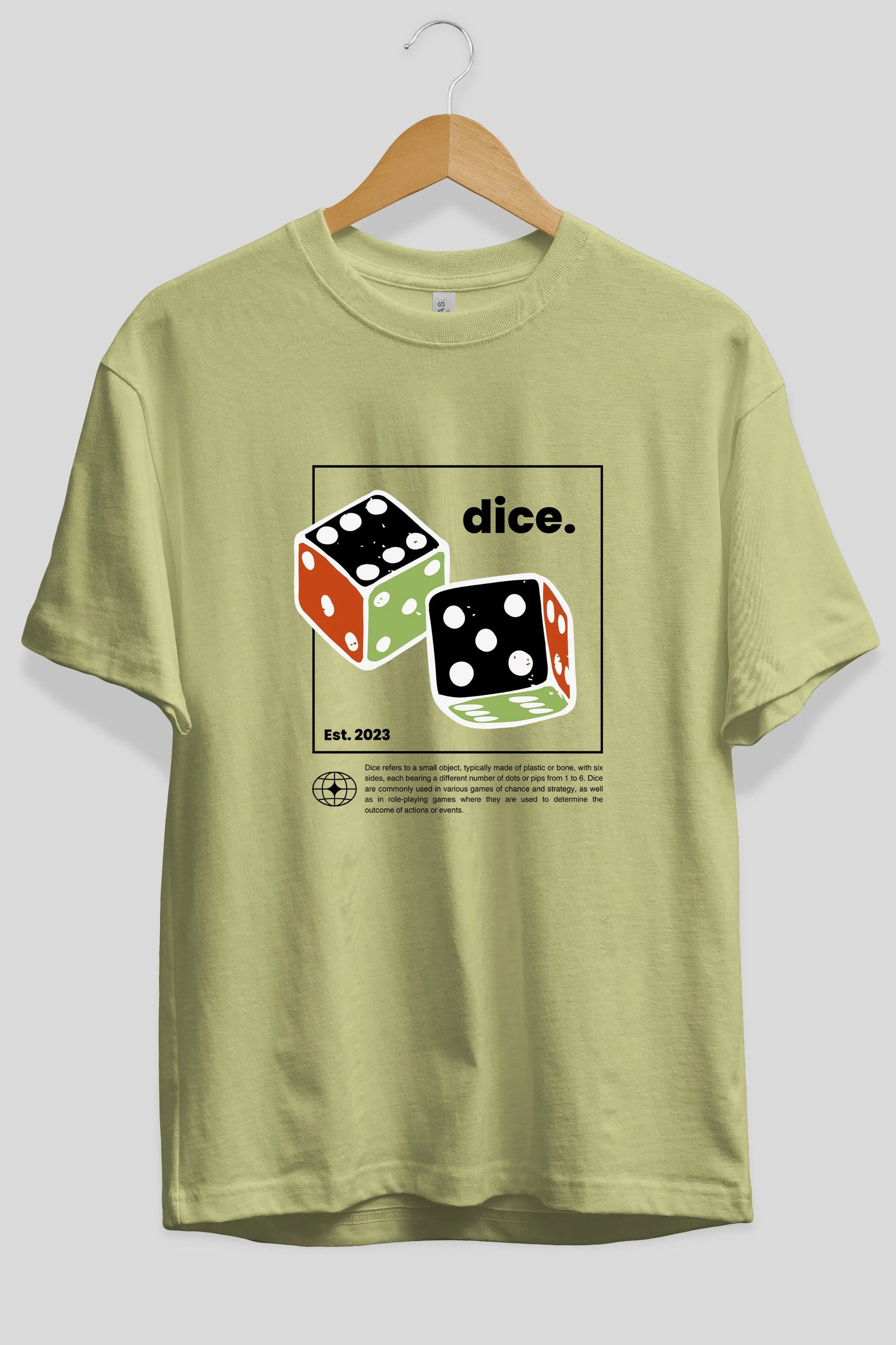 Dice Yazılı Ön Baskılı Oversize t-shirt Erkek Kadın Unisex
