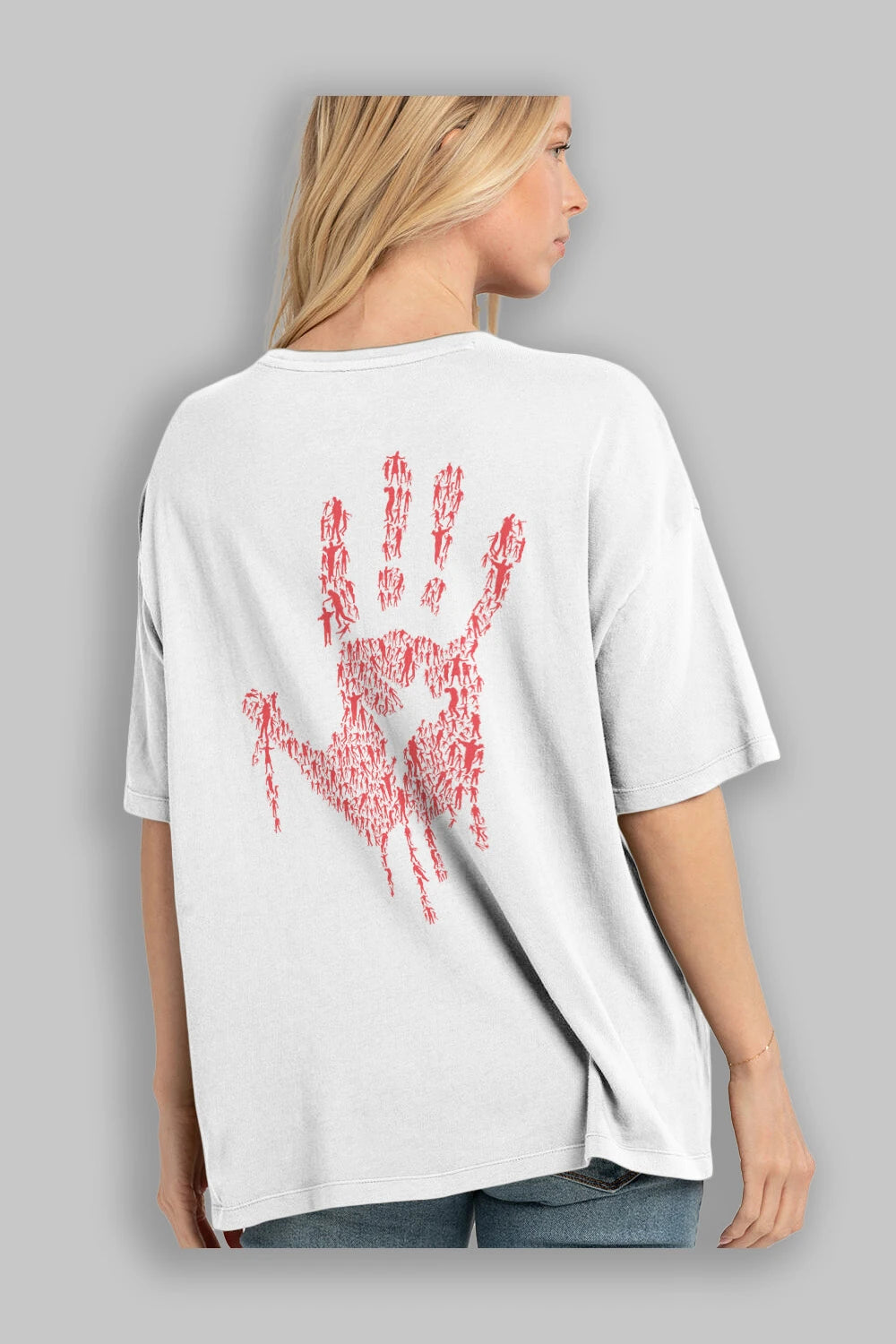 Hand Of Zombies Arka Baskılı Oversize t-shirt %100 pamuk Erkek Kadın Unisex
