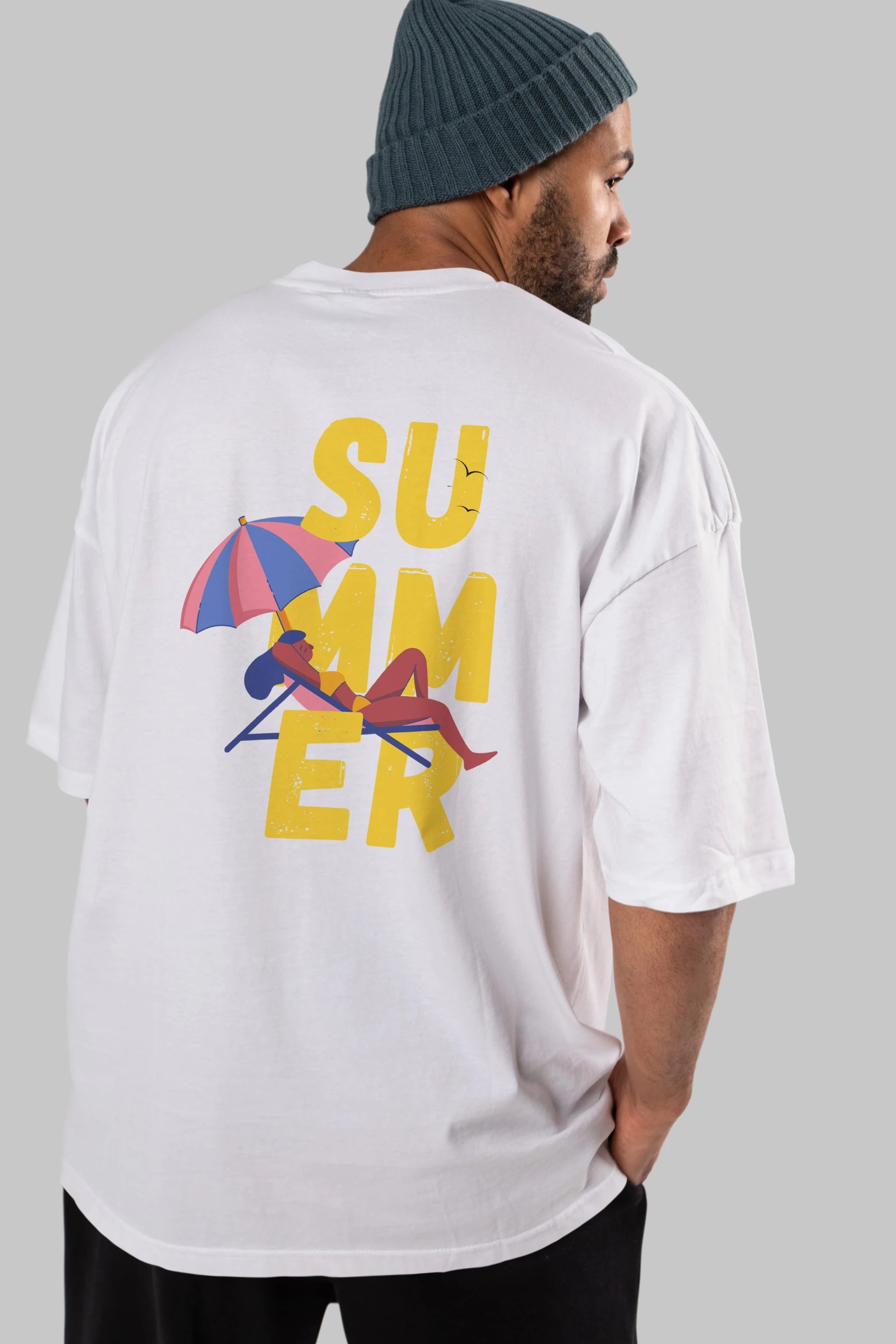 Summer Yazılı Arka Baskılı Oversize t-shirt Erkek Kadın Unisex