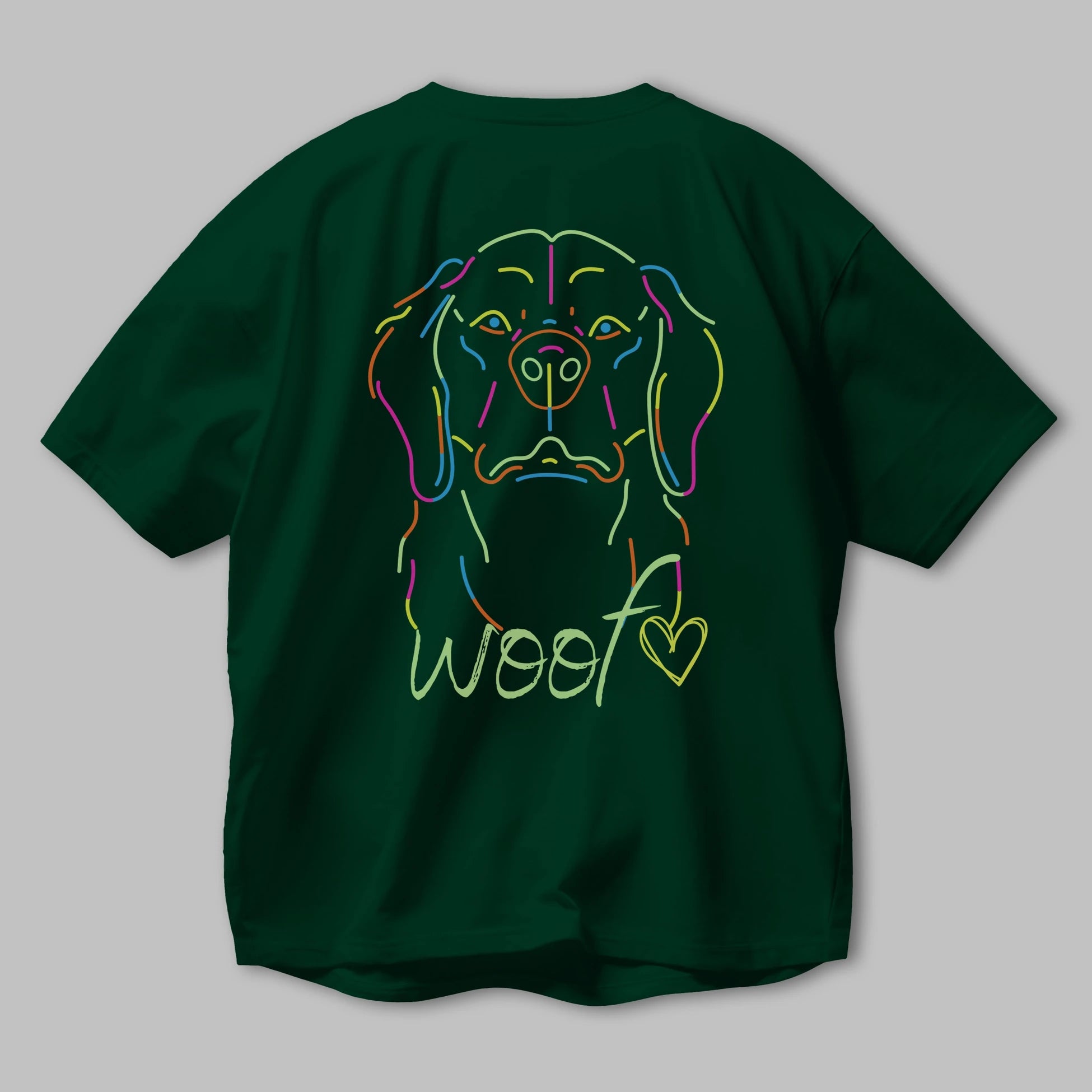 Neon Dog Arka Baskılı Oversize t-shirt Erkek Kadın Unisex