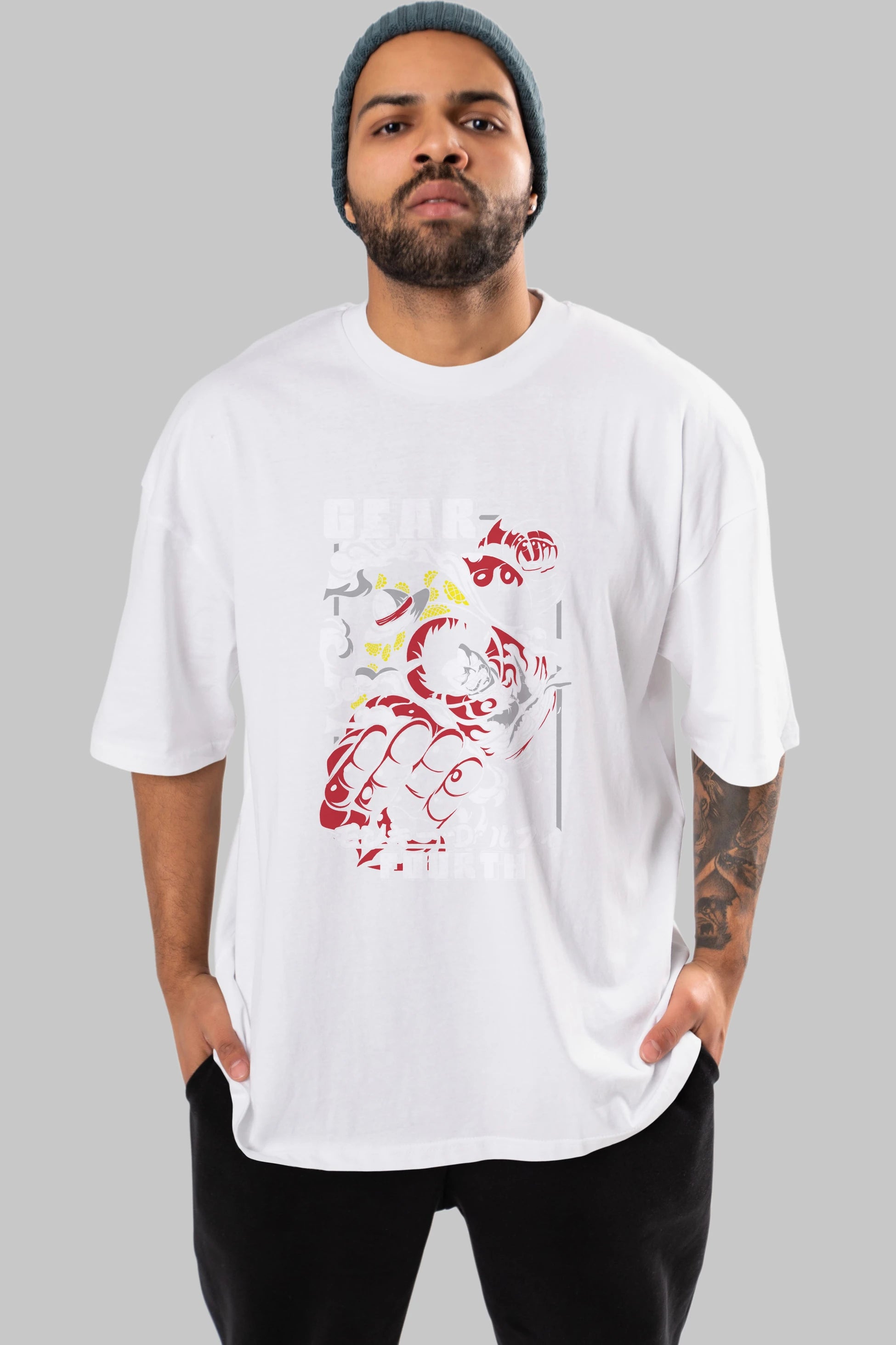 Luffy GEAR 4 Anime Ön Baskılı Oversize t-shirt Erkek Kadın Unisex
