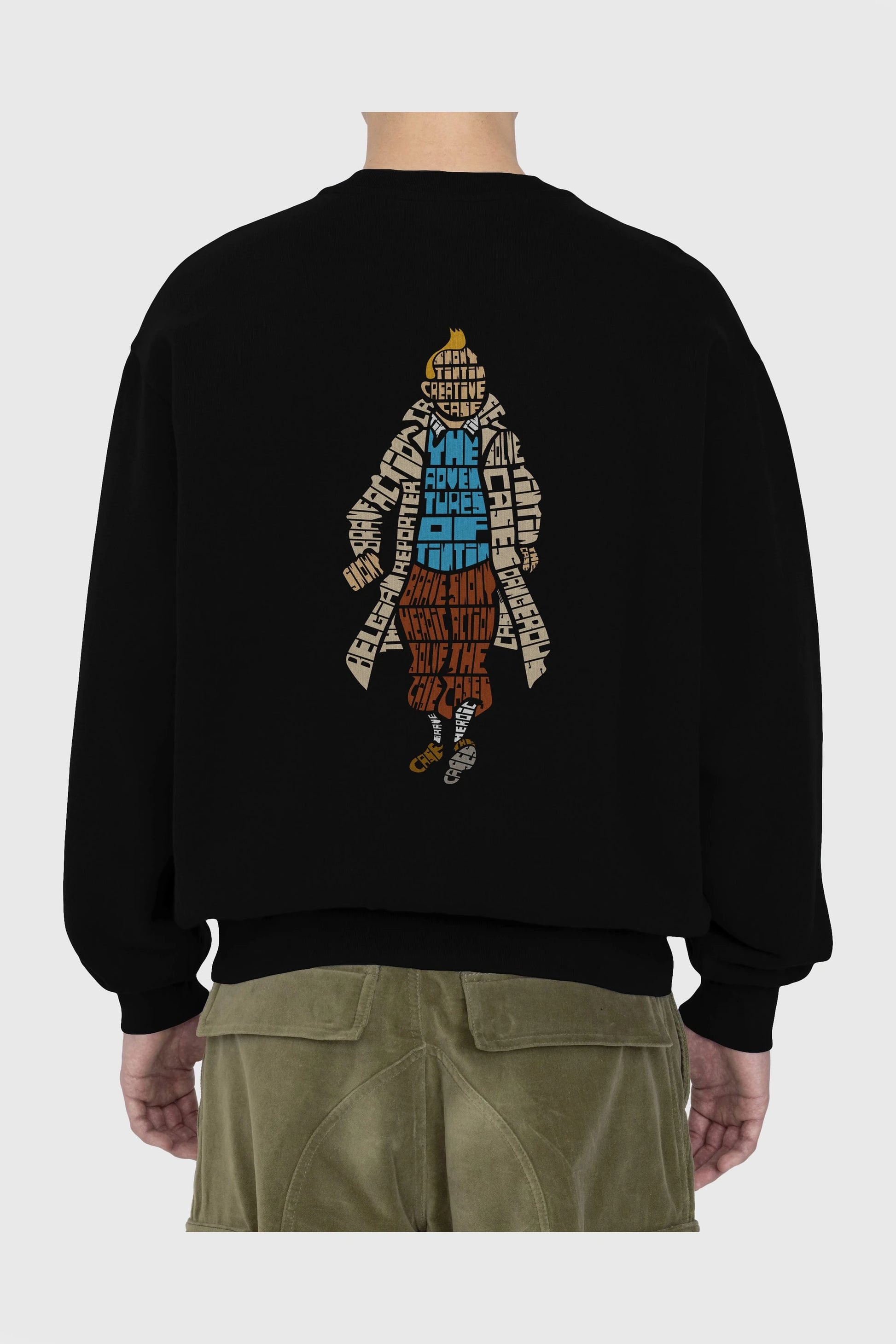 Tin Tin Arka Baskılı Oversize Sweatshirt Erkek Kadın Unisex