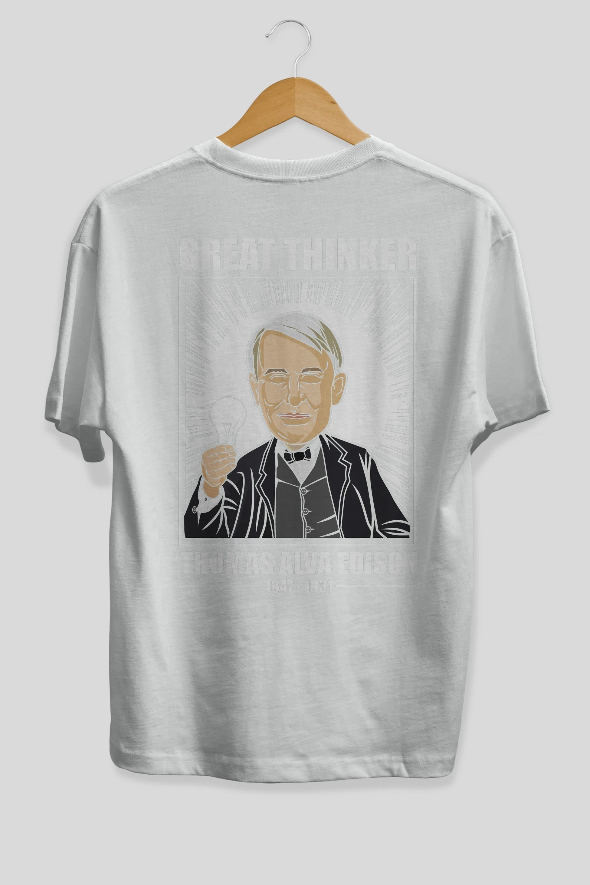 Thomas Alfa Edison Arka Baskılı Oversize t-shirt Erkek Kadın Unisex %100 Pamuk tişort