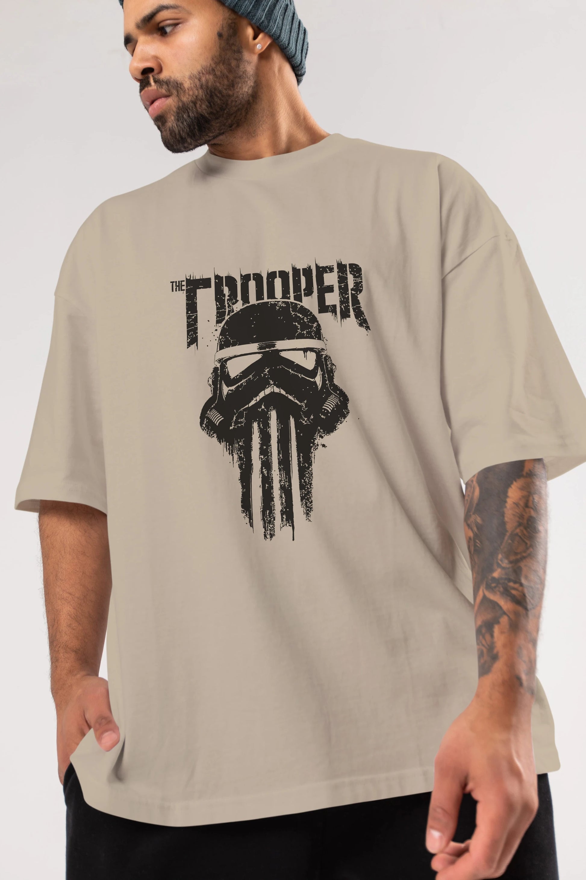 The Trooper Ön Baskılı Oversize t-shirt Erkek Kadın Unisex %100 Pamuk Bisiklet Yaka tişort