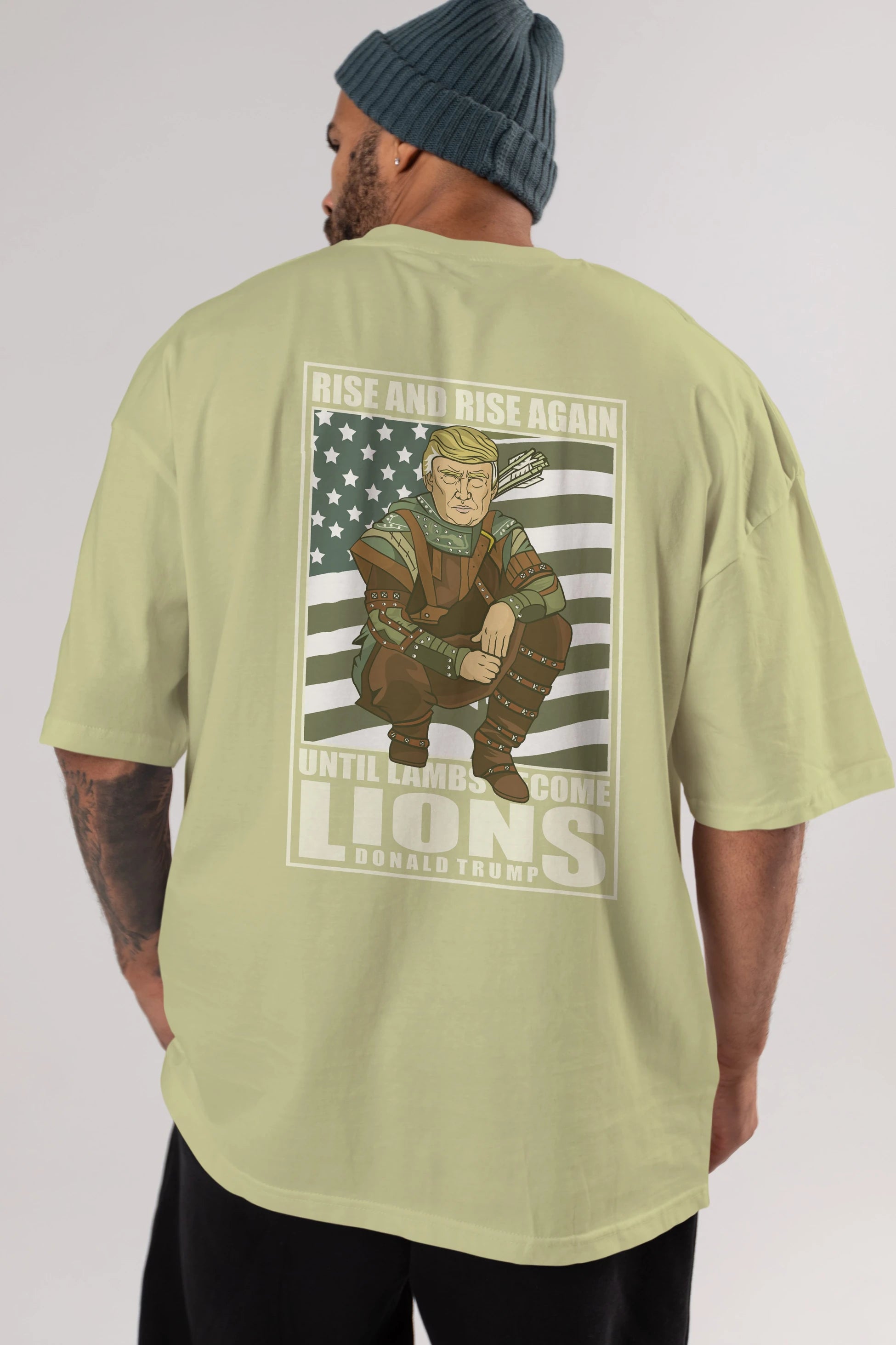 Robin Hood Trump Arka Baskılı Oversize t-shirt Erkek Kadın Unisex %100 Pamuk tişort