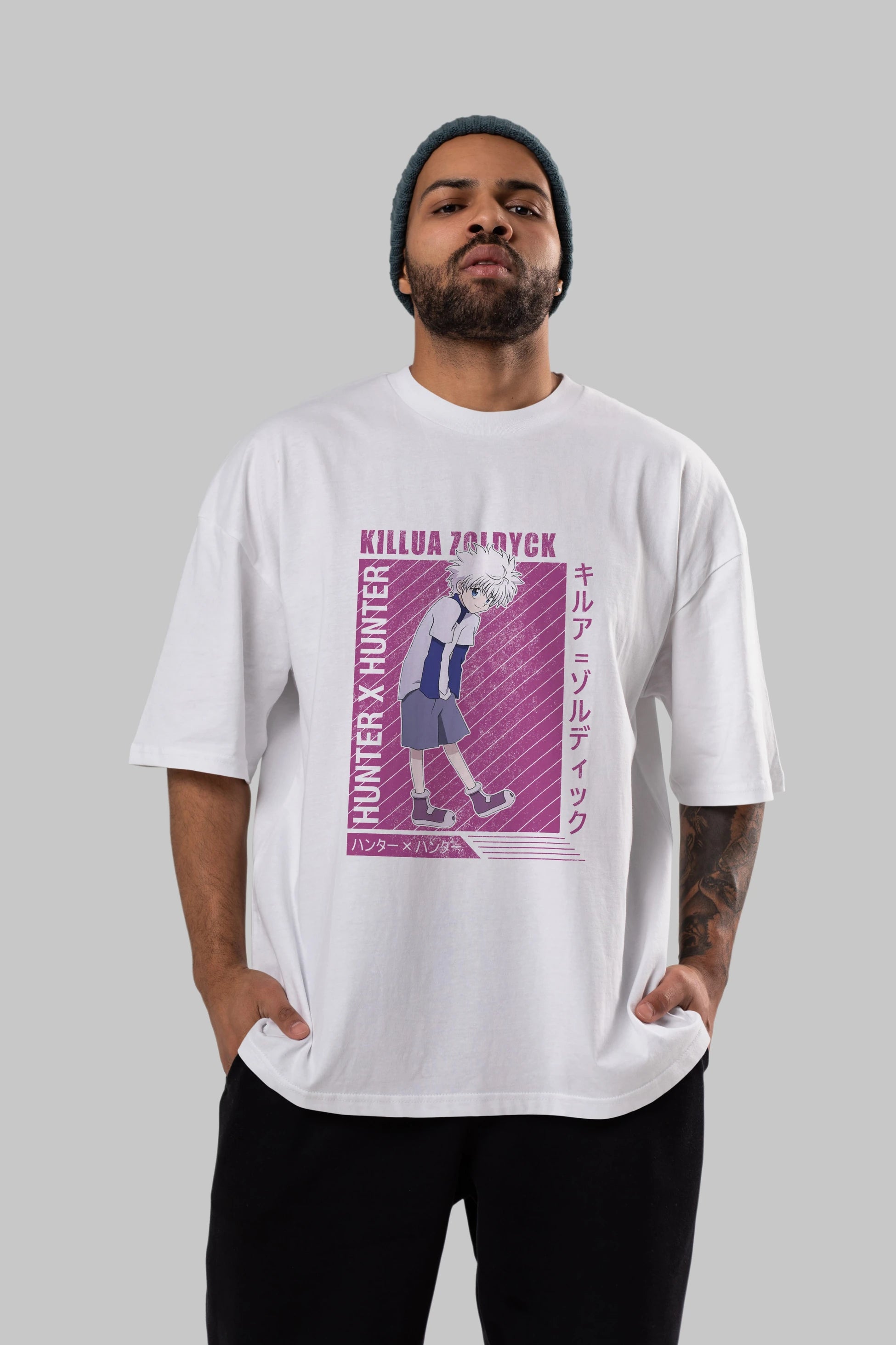 Killua Zoldyck 3 1 Anime Ön Baskılı Oversize t-shirt %100 pamuk Erkek Kadın Unisex