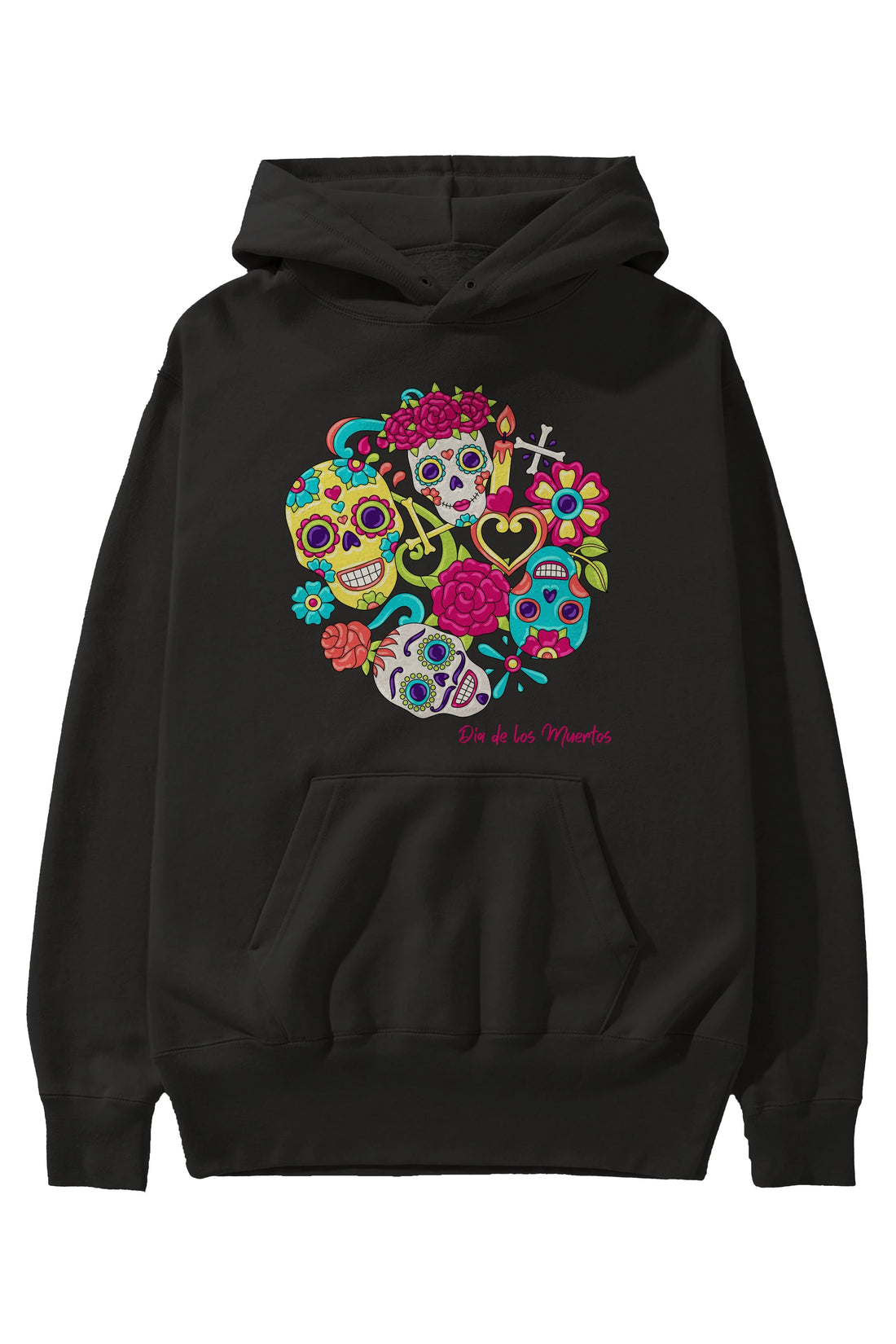 Dia de los Muertos Ön Baskılı Oversize Hoodie Kapüşonlu Sweatshirt Erkek Kadın Unisex
