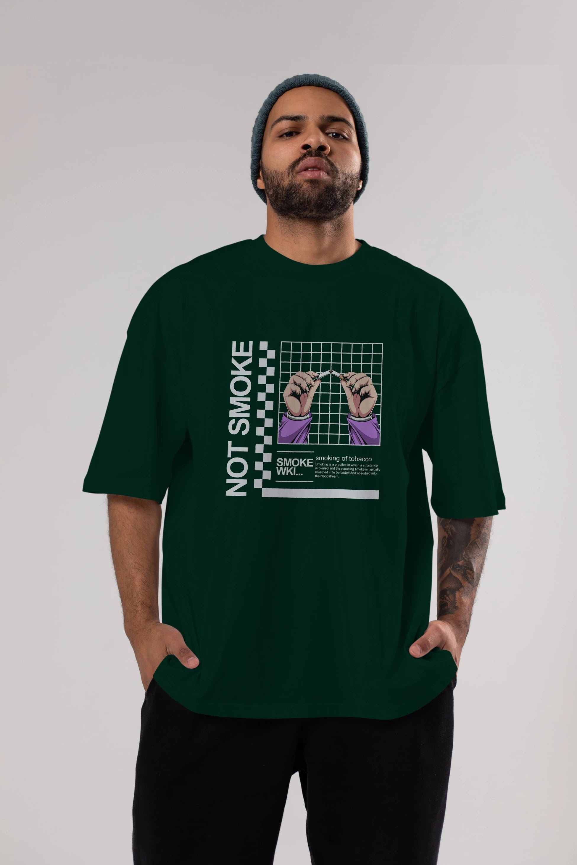 Not Smoke Ön Baskılı Oversize t-shirt Erkek Kadın Unisex