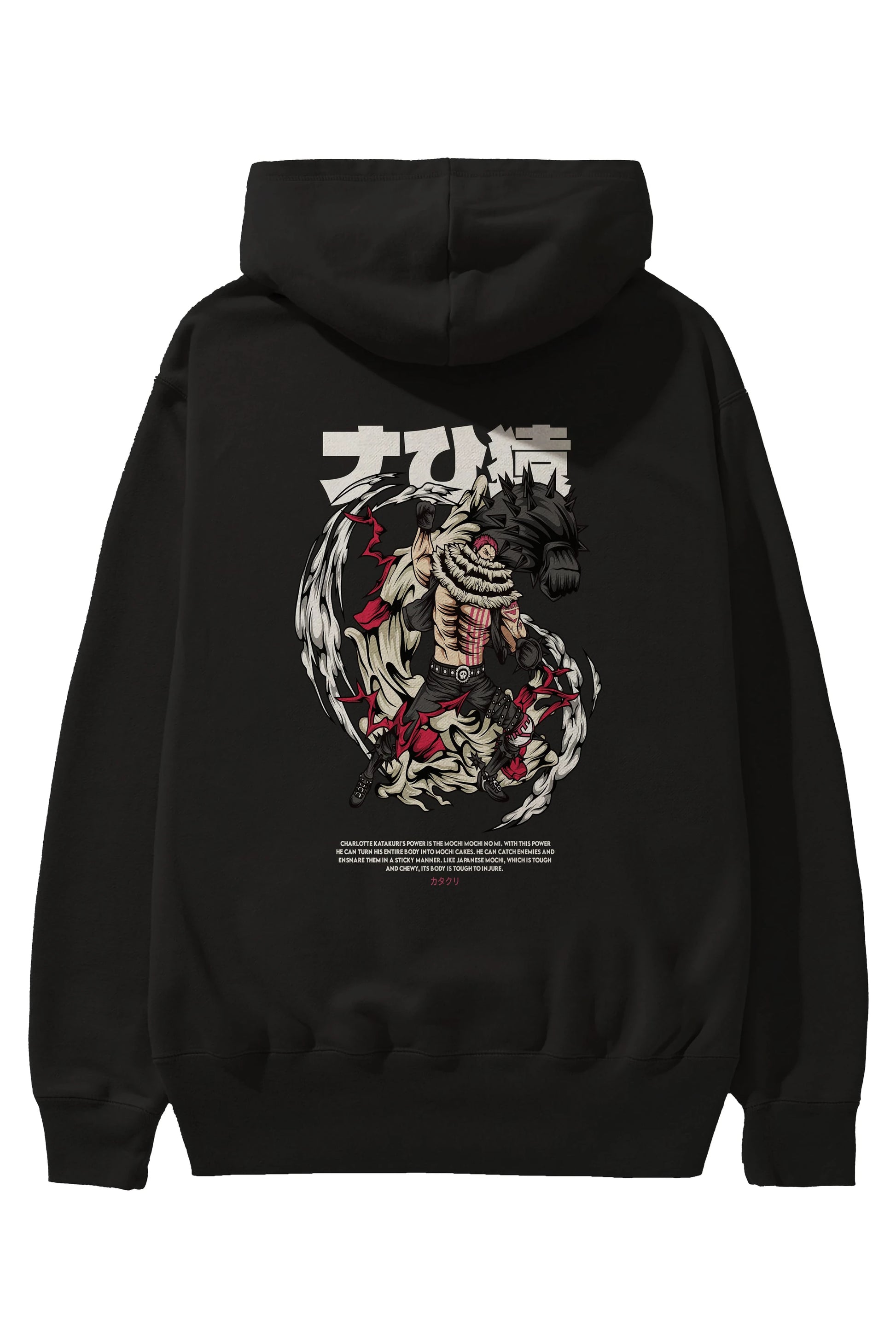 Katakuri Anime Arka Baskılı Hoodie Oversize Kapüşonlu Sweatshirt Erkek Kadın Unisex