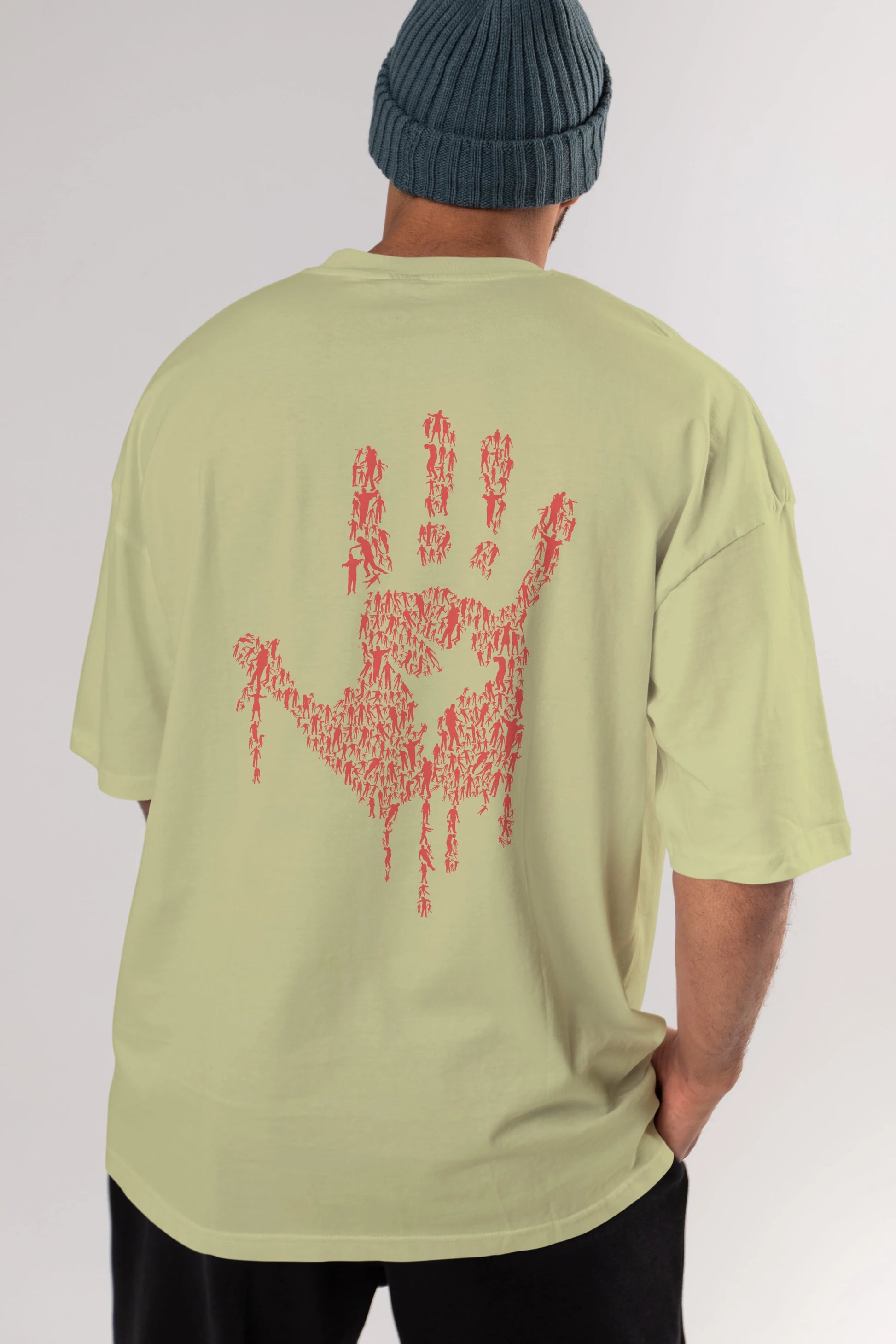 Hand Of Zombies Arka Baskılı Oversize t-shirt %100 pamuk Erkek Kadın Unisex