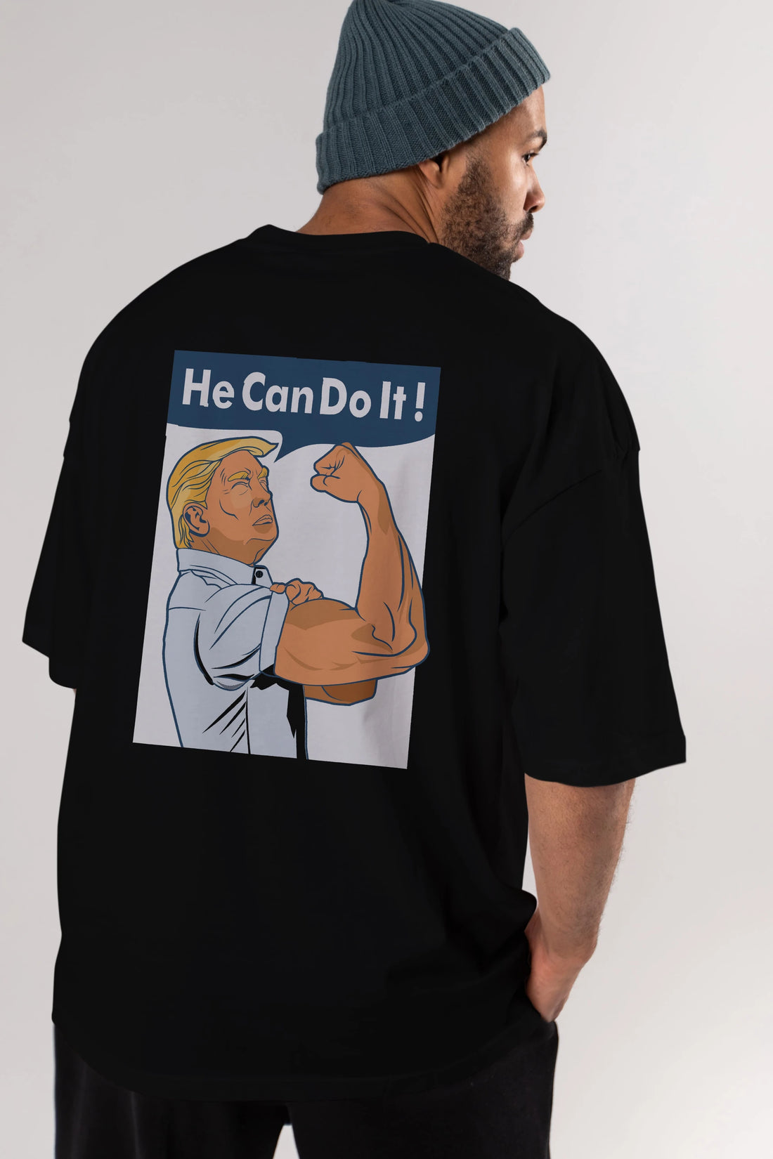 He Can Do It Trump Arka Baskılı Oversize t-shirt Erkek Kadın Unisex %100 Pamuk tişort