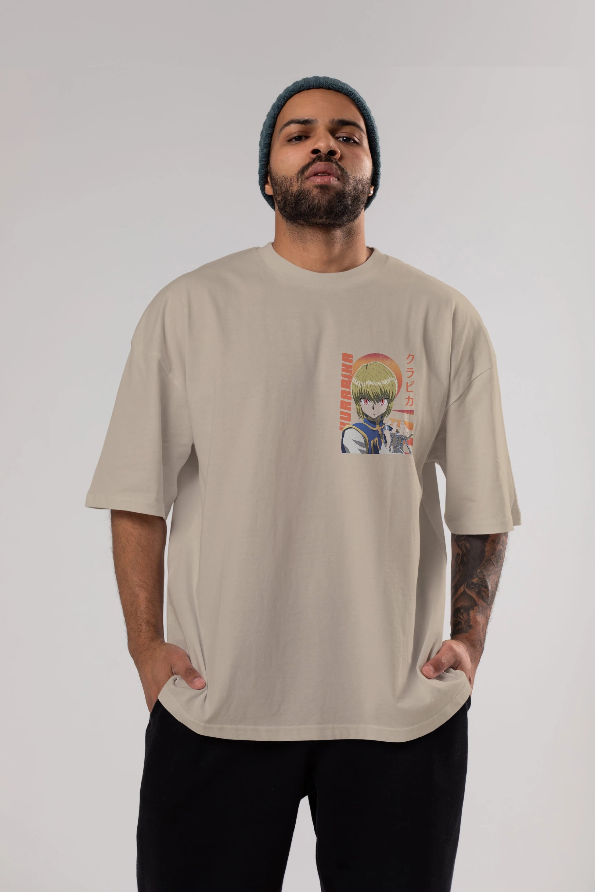 Kurapika 5 (2) Ön Sol Baskılı Oversize t-shirt Erkek Kadın Unisex %100 Pamuk Bisiklet Yaka tişort