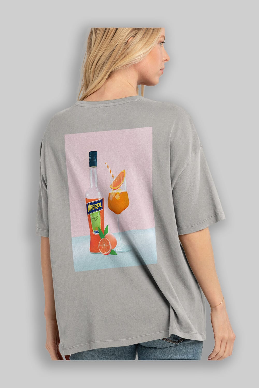 Aperol Spritz 3 Arka Baskılı Oversize t-shirt Erkek Kadın Unisex %100 Pamuk Bisiklet Yaka tişort