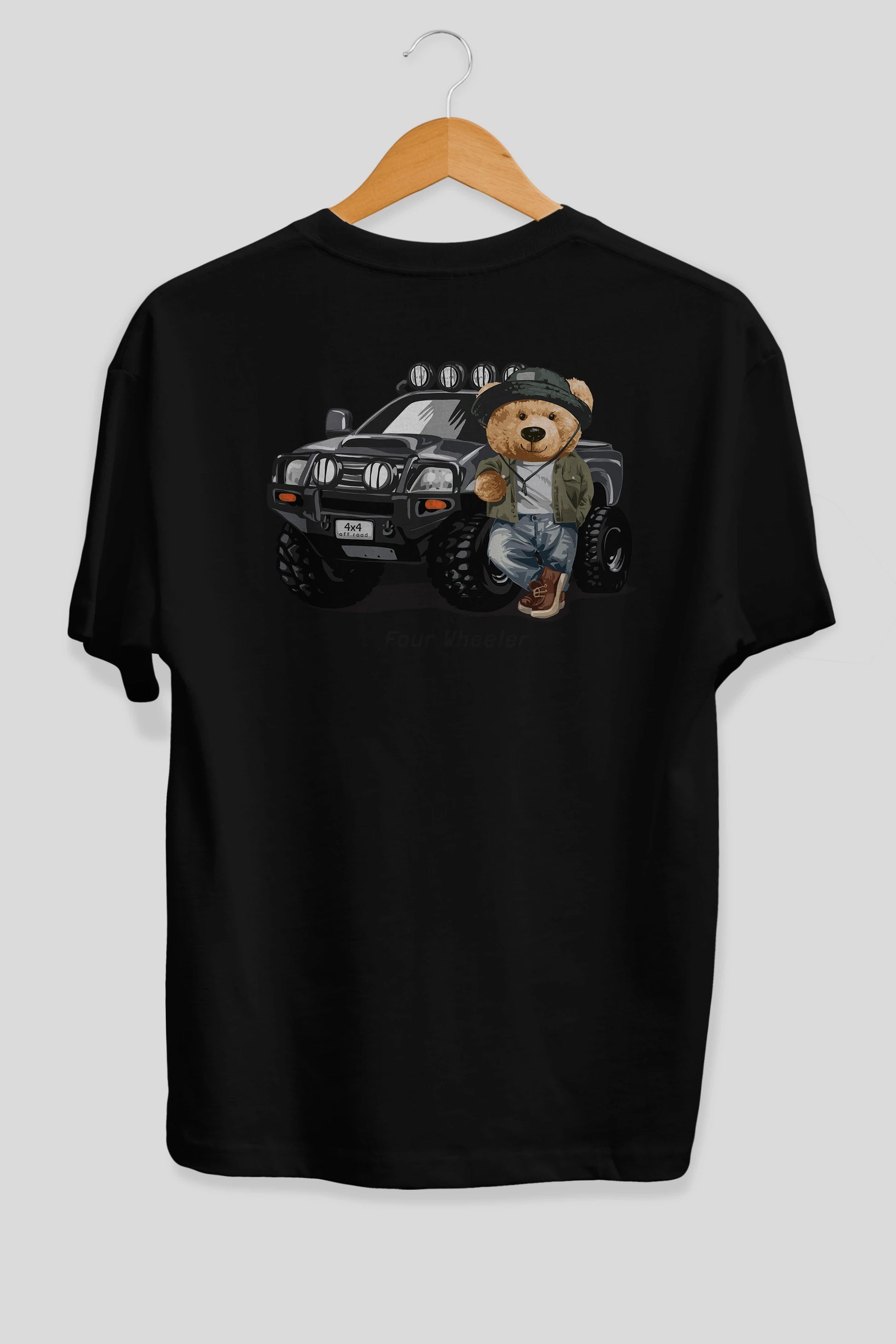 Teddy Bear Off Road Arka Baskılı Oversize t-shirt Erkek Kadın Unisex %100 Pamuk