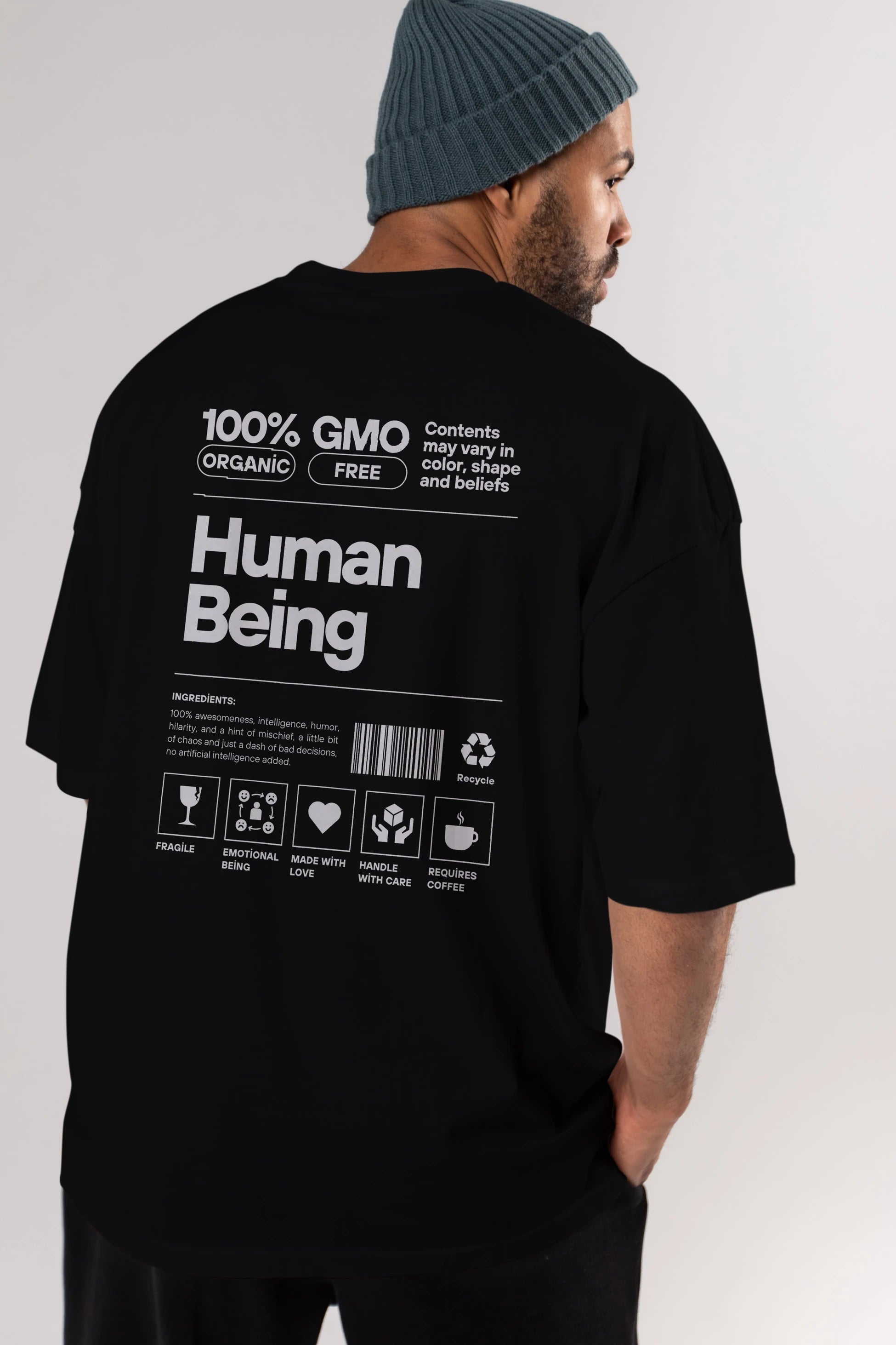 Human Being Arka Baskılı Oversize t-shirt Erkek Kadın Unisex