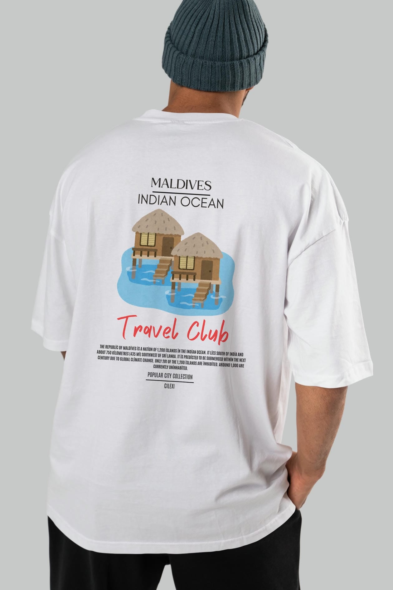 Maldives İndian Ocean Arka Baskılı Oversize t-shirt Erkek Kadın Pamuk Bisiklet Yaka tişort