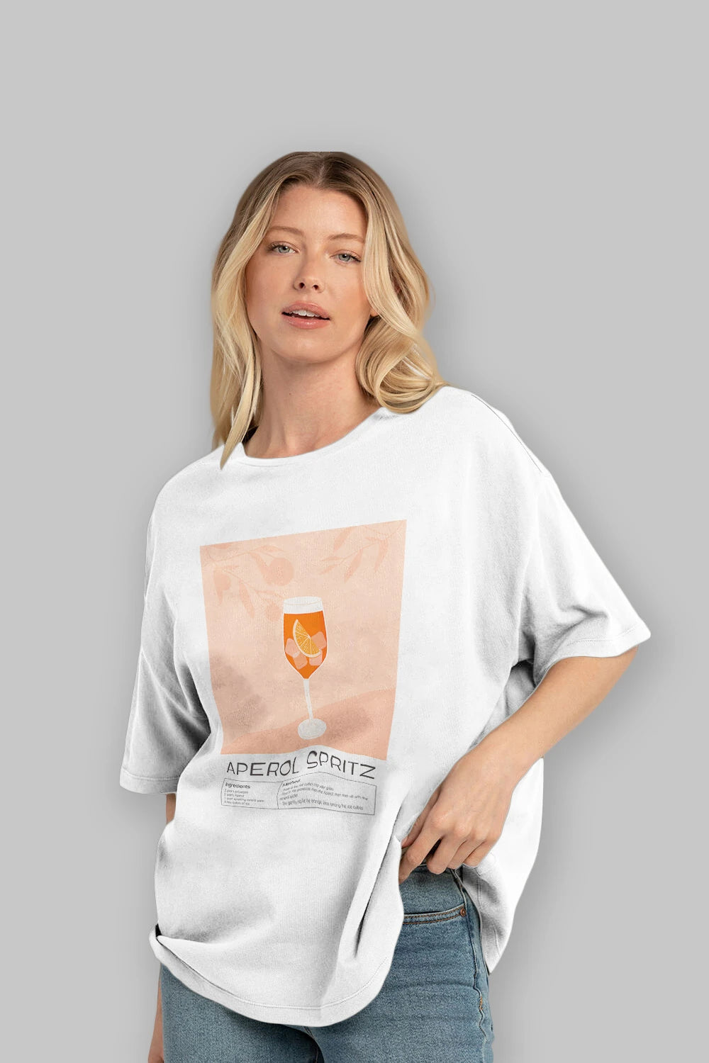 Aperol Spritz 7 Ön Baskılı Oversize t-shirt Erkek Kadın Unisex %100 Pamuk Bisiklet Yaka tişort