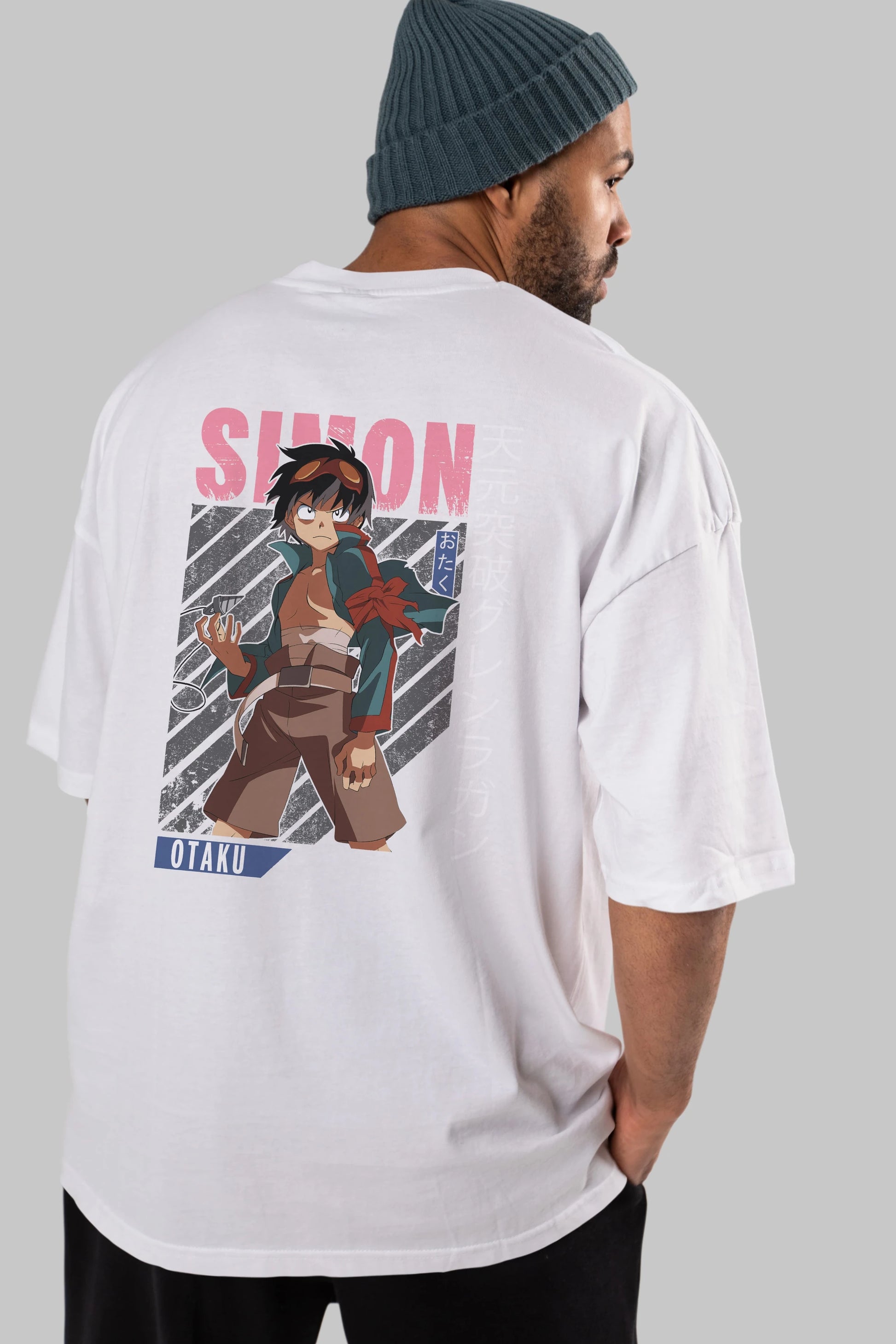 Simon 5 Anime Arka Baskılı Oversize t-shirt Erkek Kadın Unisex